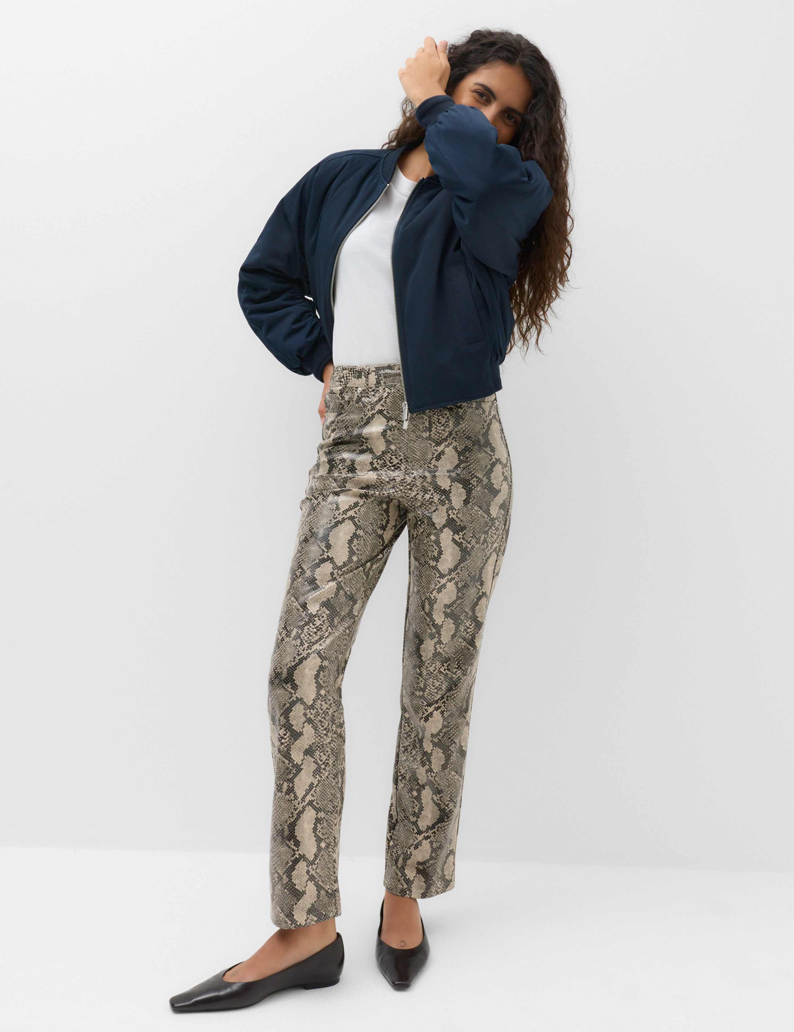 Faux Leather High Waisted Straight Leg Trousers 1 of 6