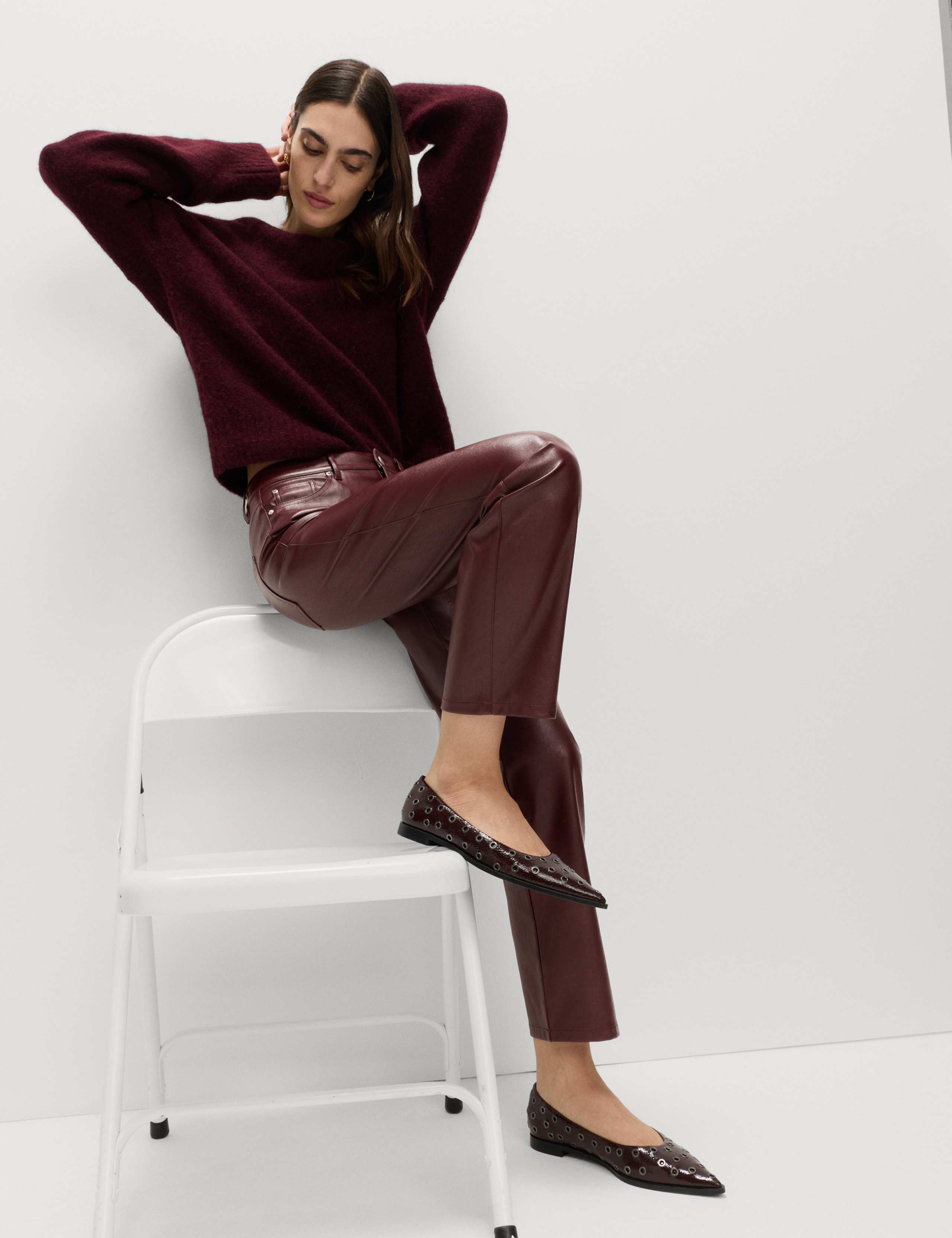 Faux Leather Straight Leg Trousers 4 of 5