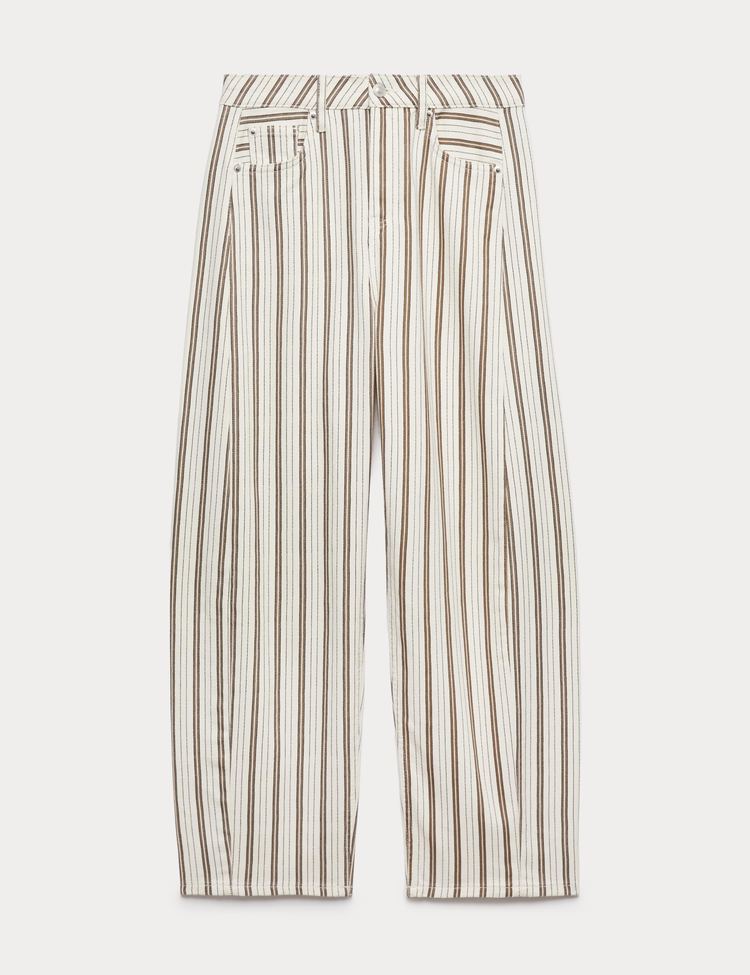 Mid Rise Striped Barrel Jeans 2 of 6