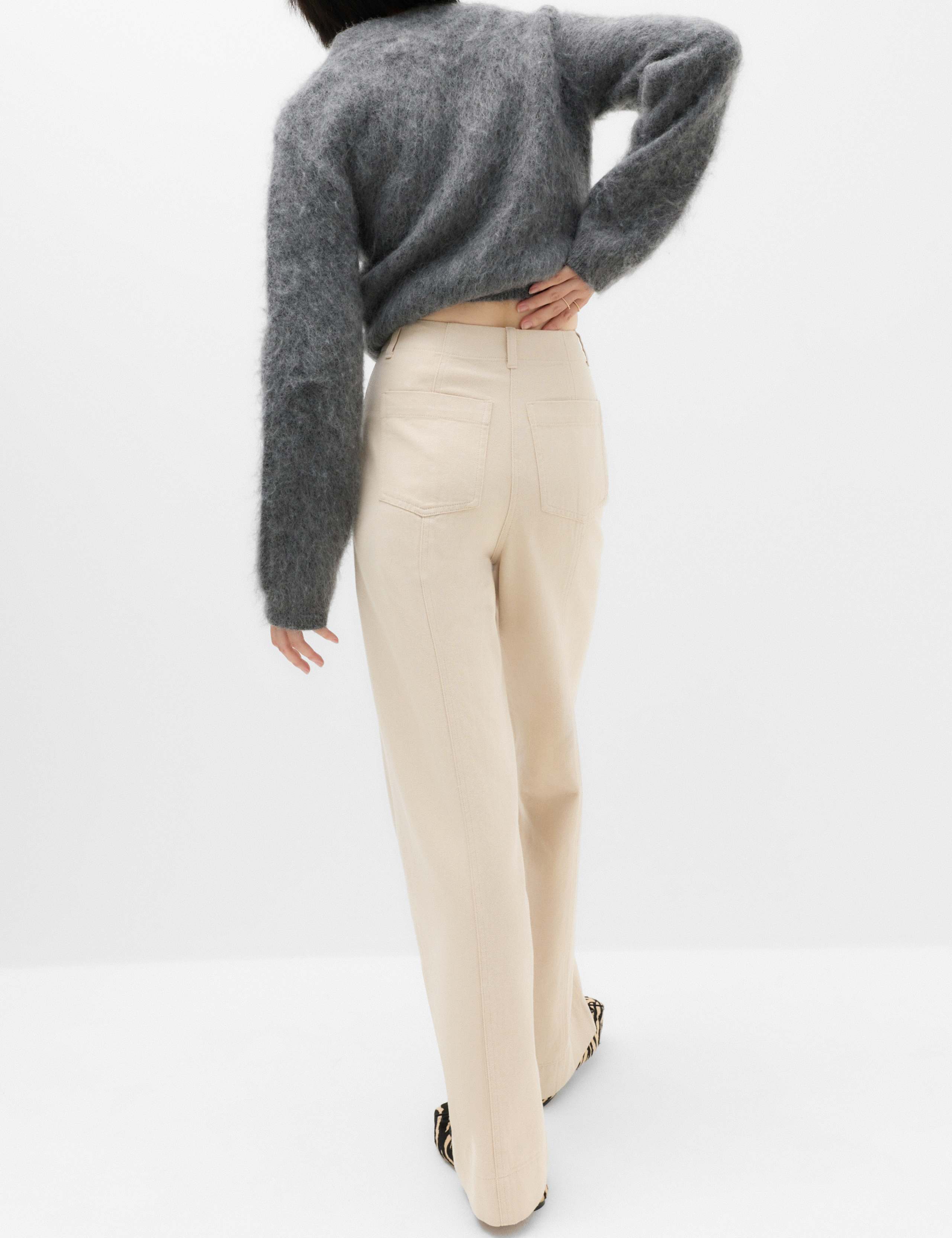 Pure Cotton Wide Leg Trousers 4 of 7