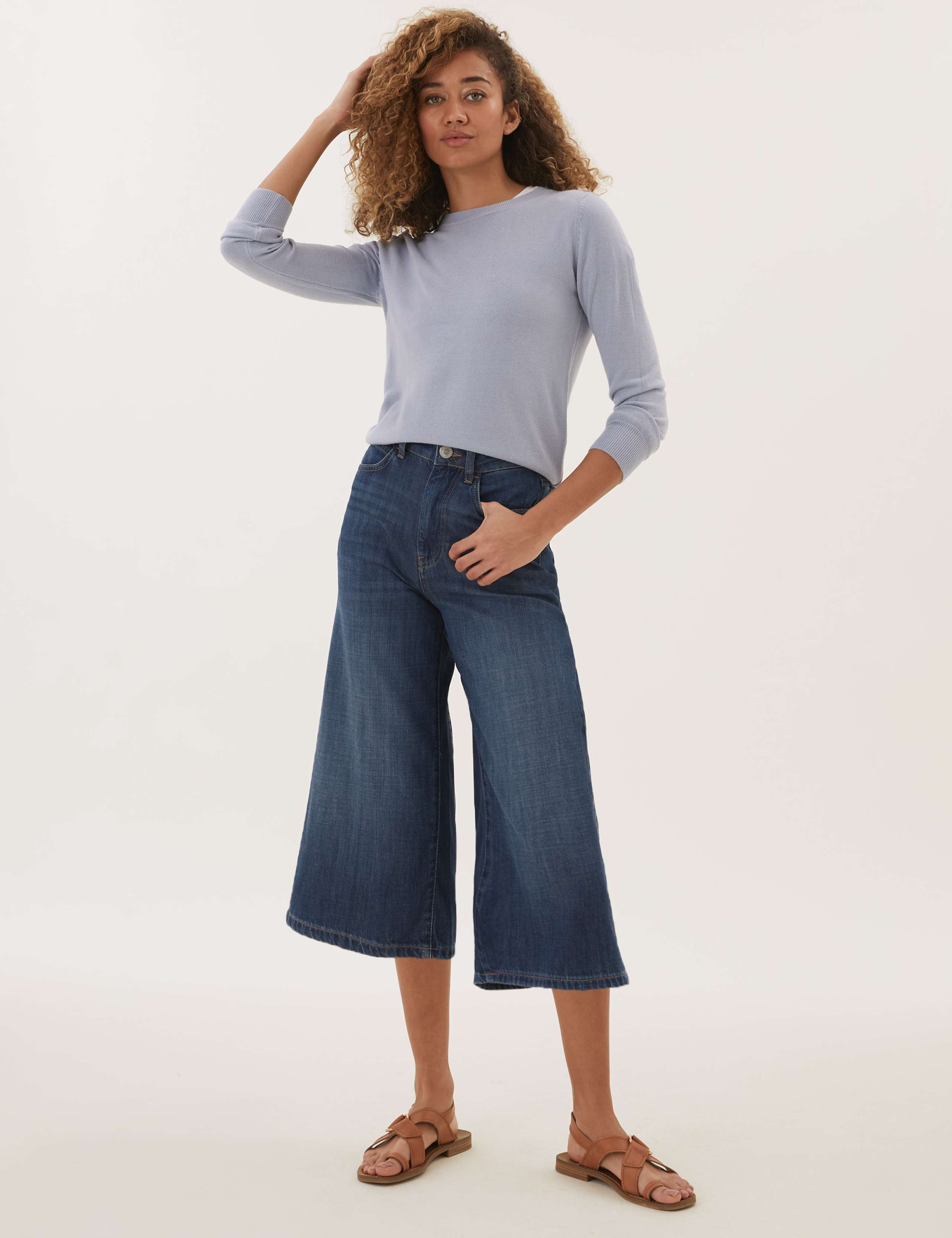 Denim Cropped Culottes 1 of 5