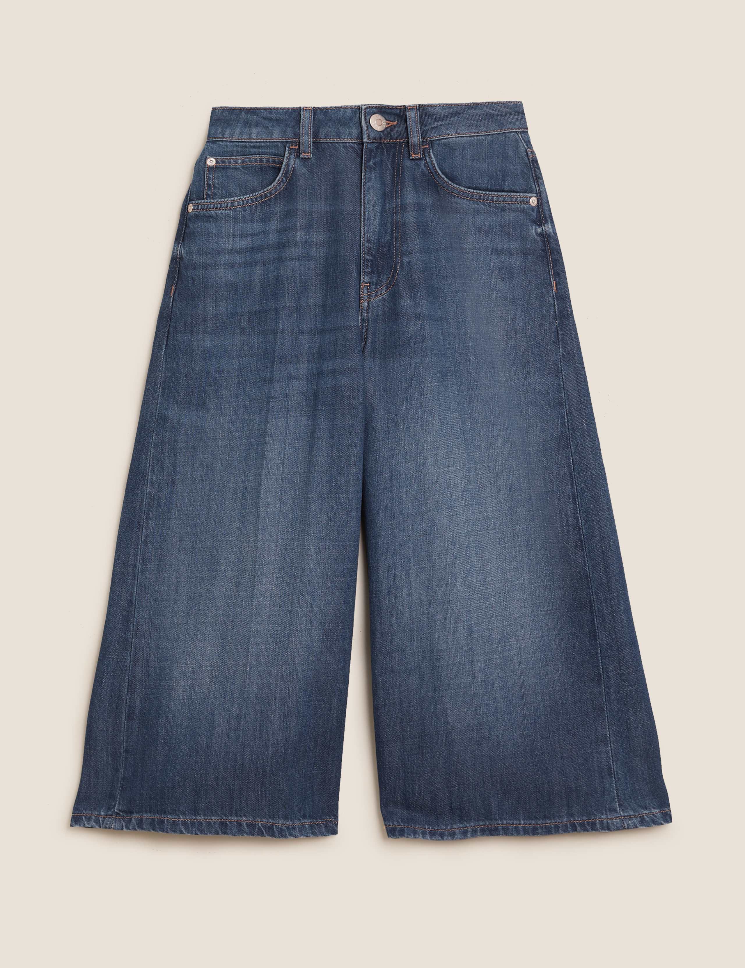 Denim Cropped Culottes 2 of 5