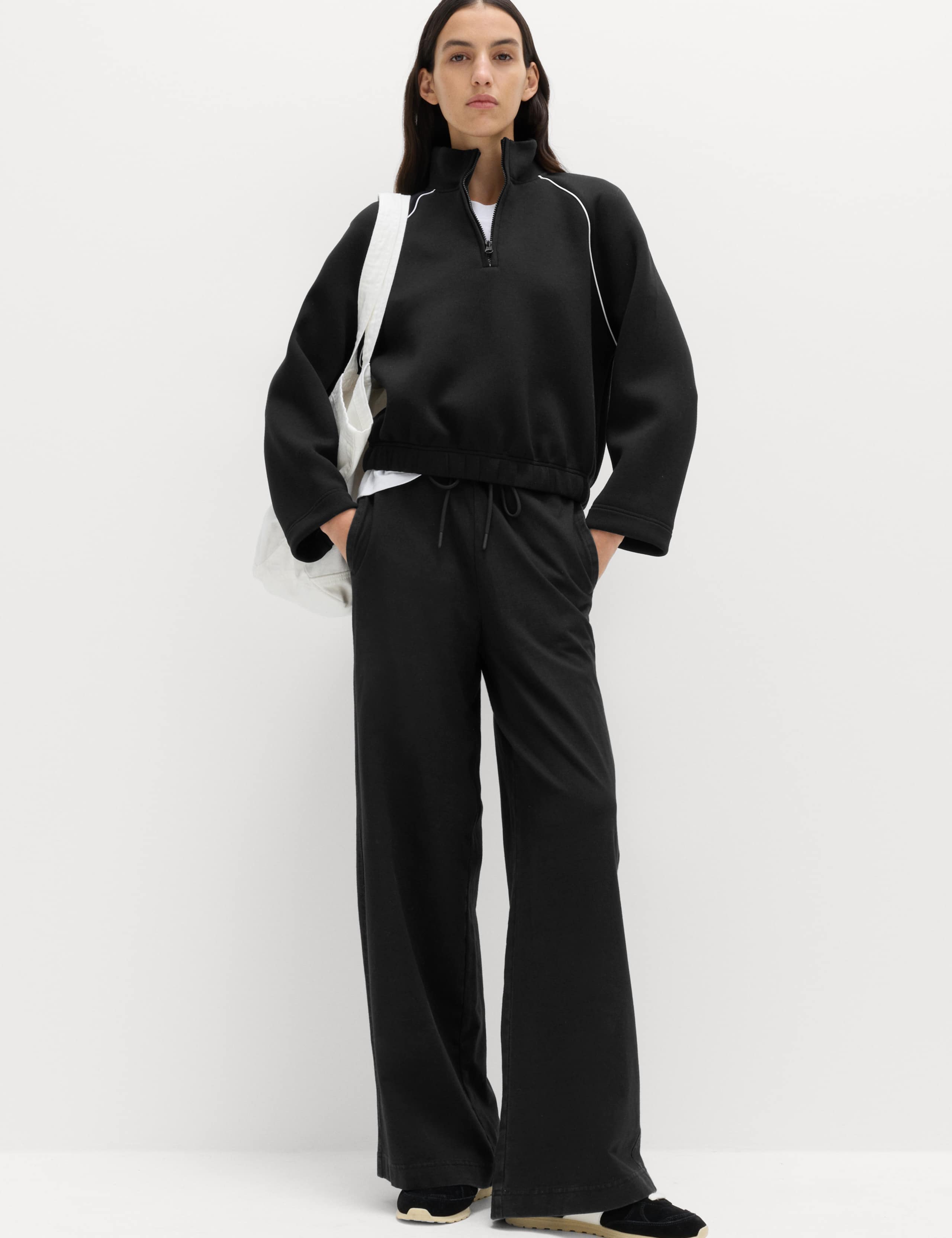 Jersey Denim Wide Leg Joggers 1 of 7