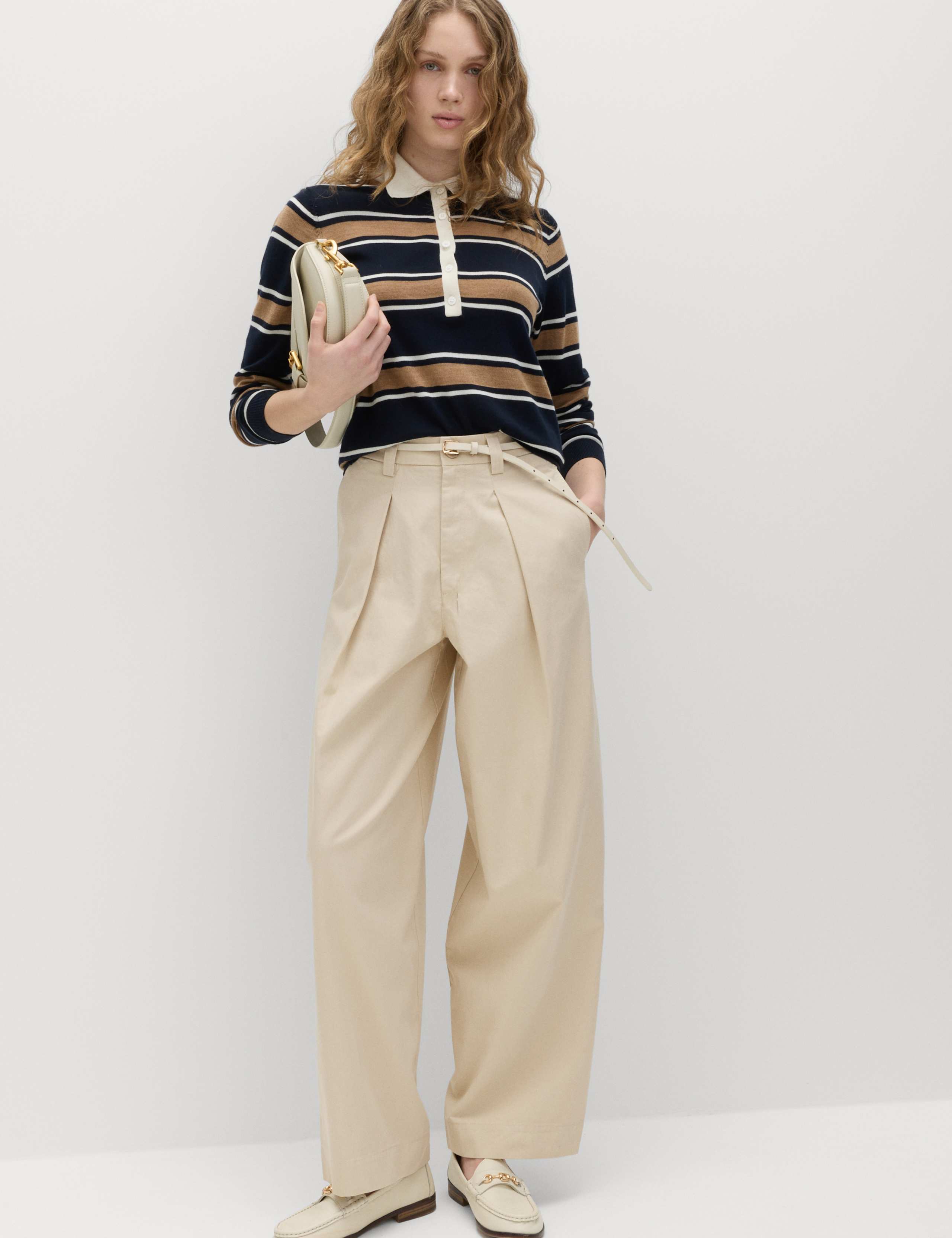 Pure Cotton Pleat Front Barrel Leg Chinos 1 of 5