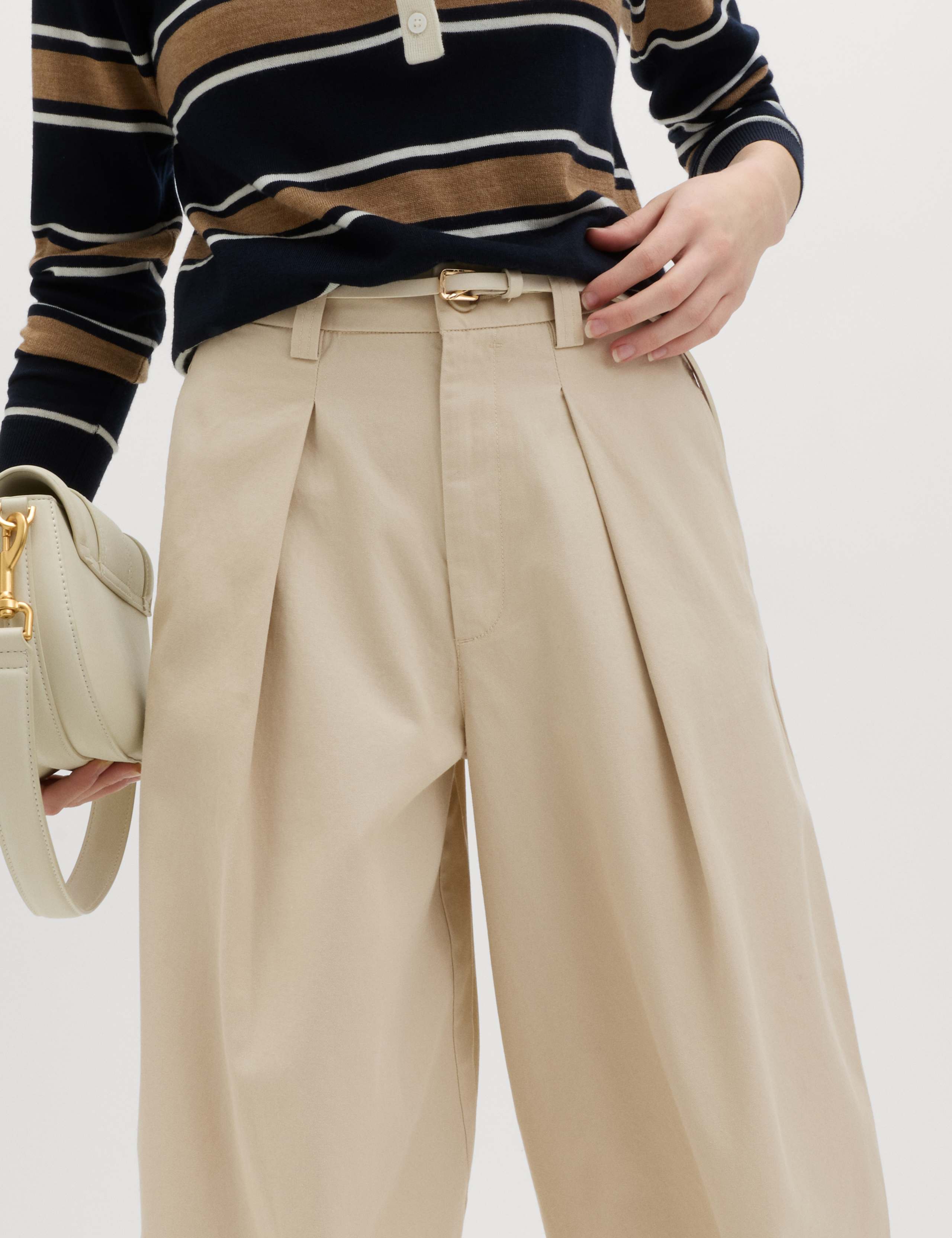 Pure Cotton Pleat Front Barrel Leg Chinos 4 of 5