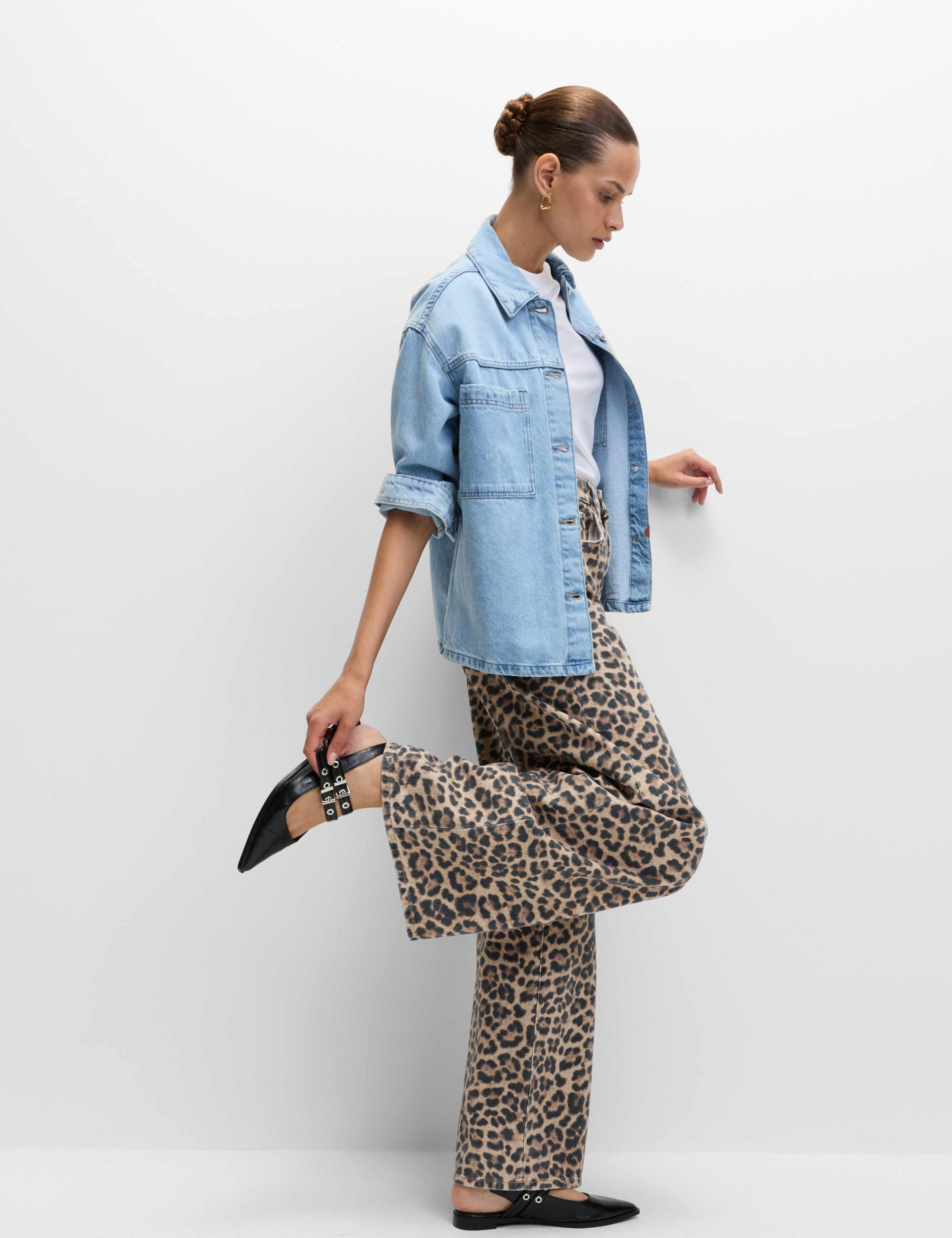 Animal Print Wide Leg Jeans 3 of 6