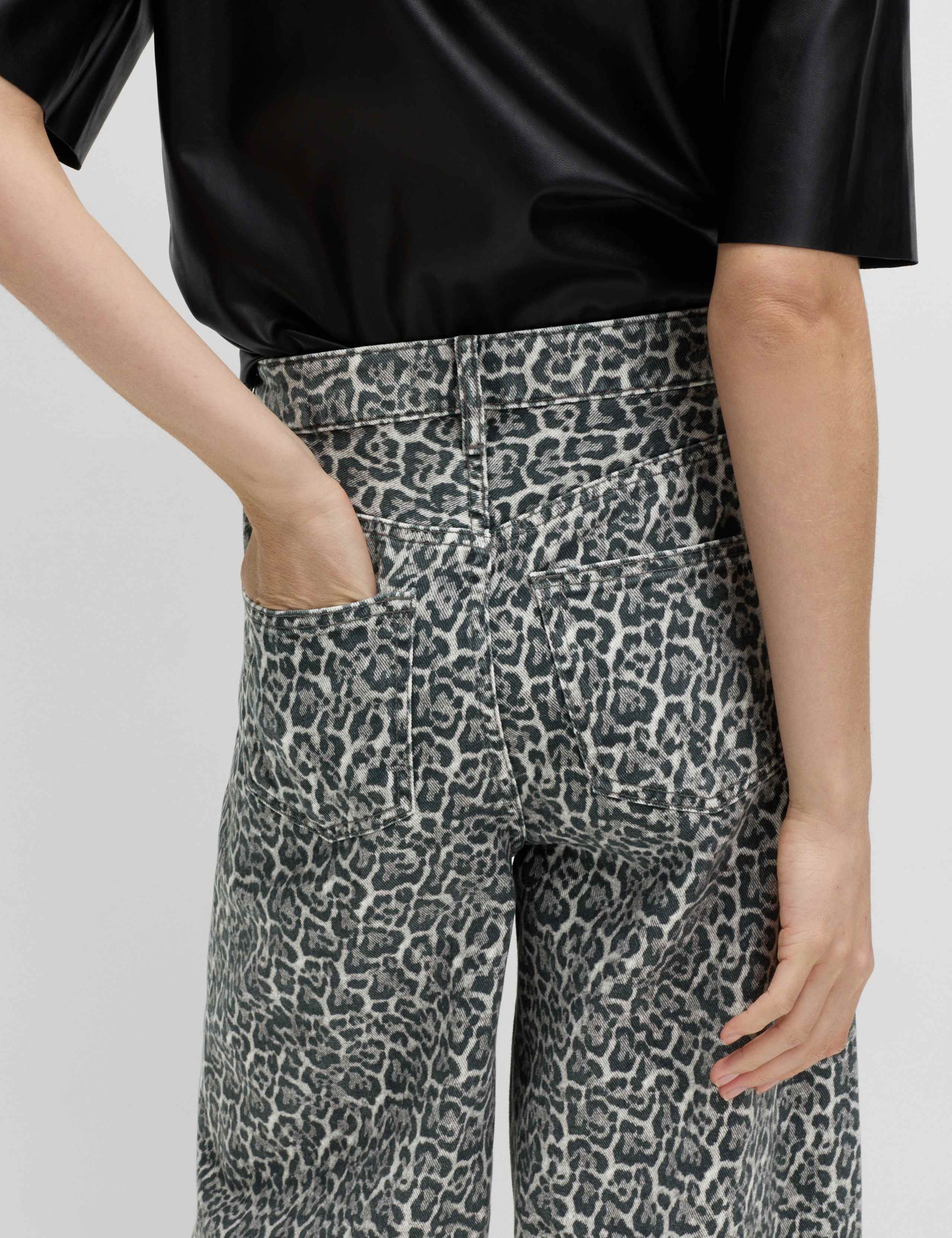 Animal Print Wide Leg Jeans 3 of 6