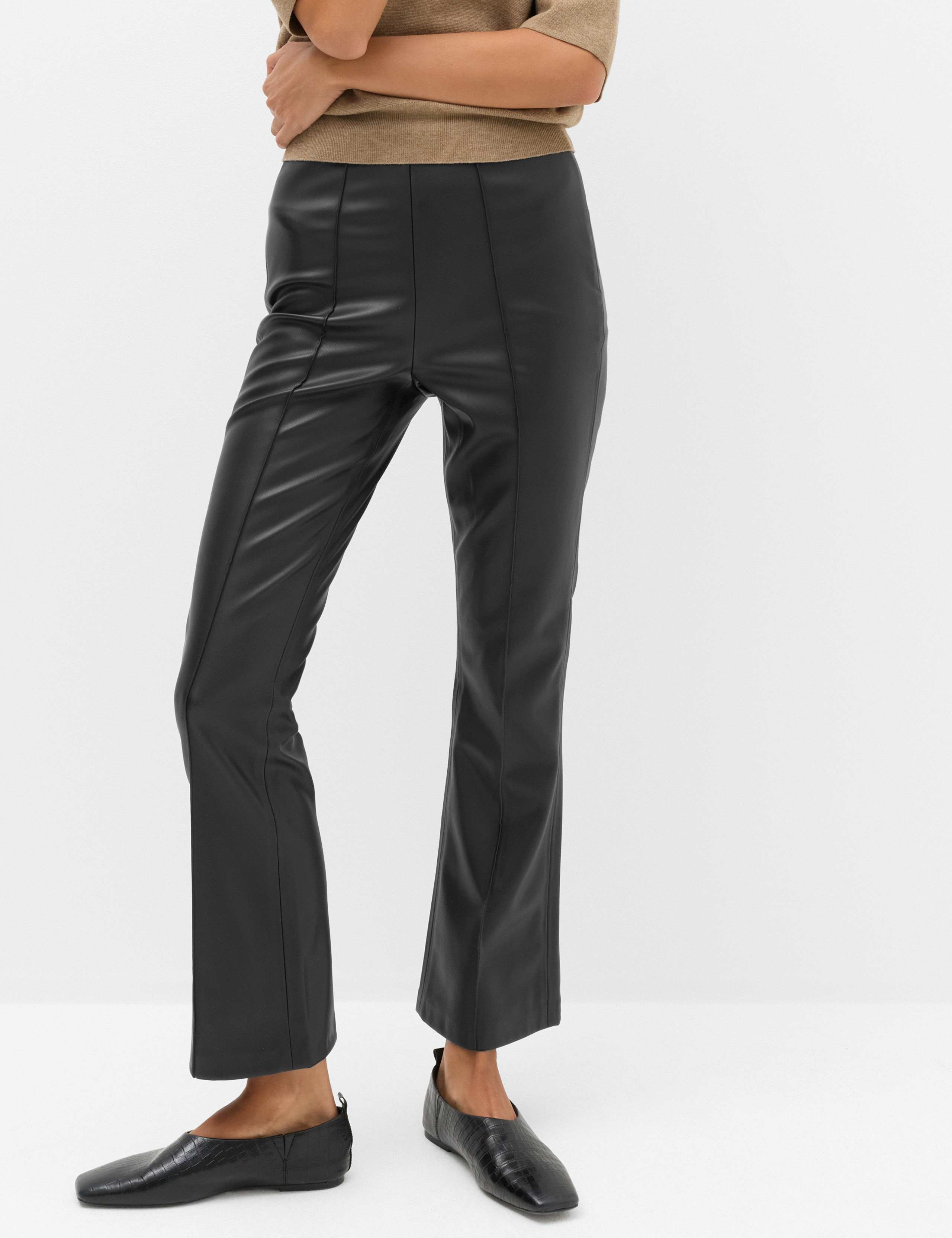 Faux Leather High Waisted Ankle Grazer Trousers 3 of 6