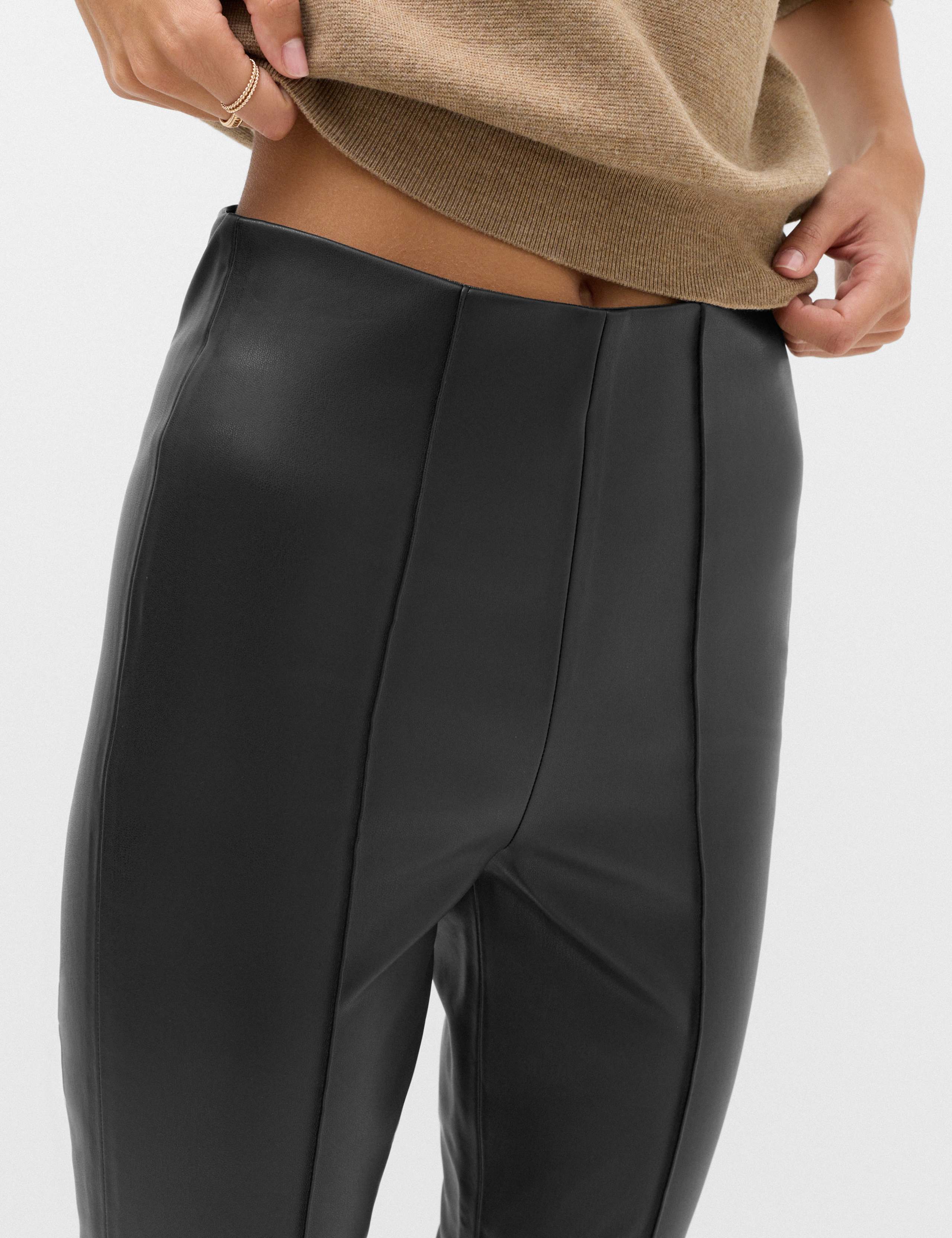 Faux Leather High Waisted Ankle Grazer Trousers 4 of 6