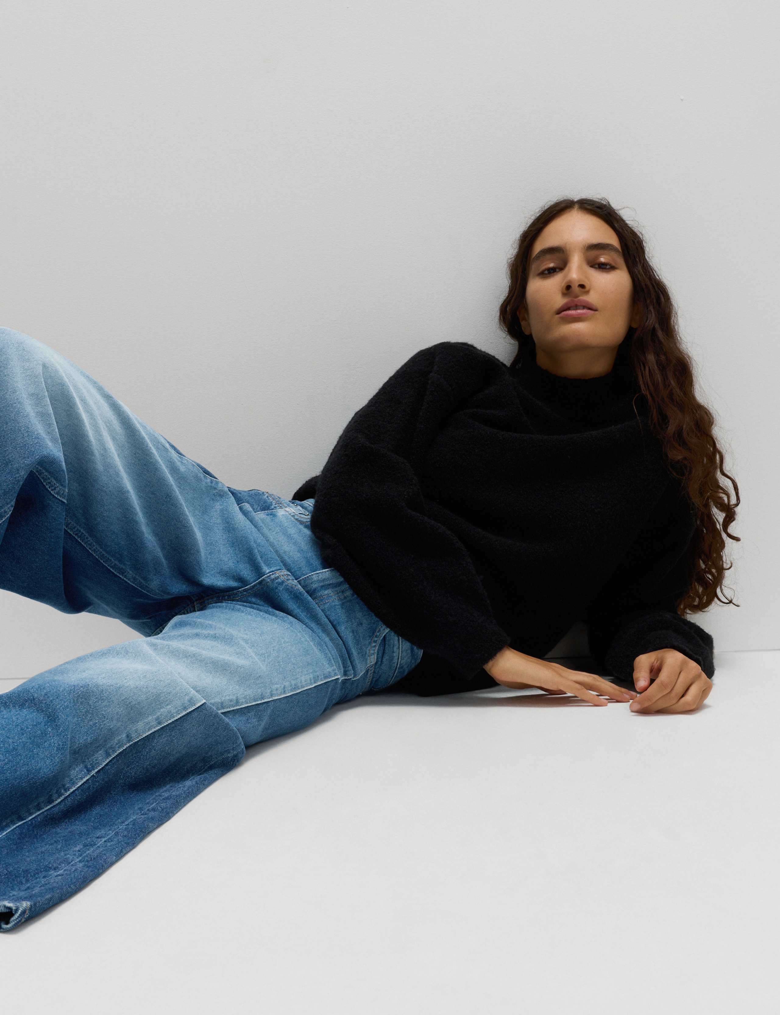 Two Toned Slouchy Wide Leg Jeans 3 of 6