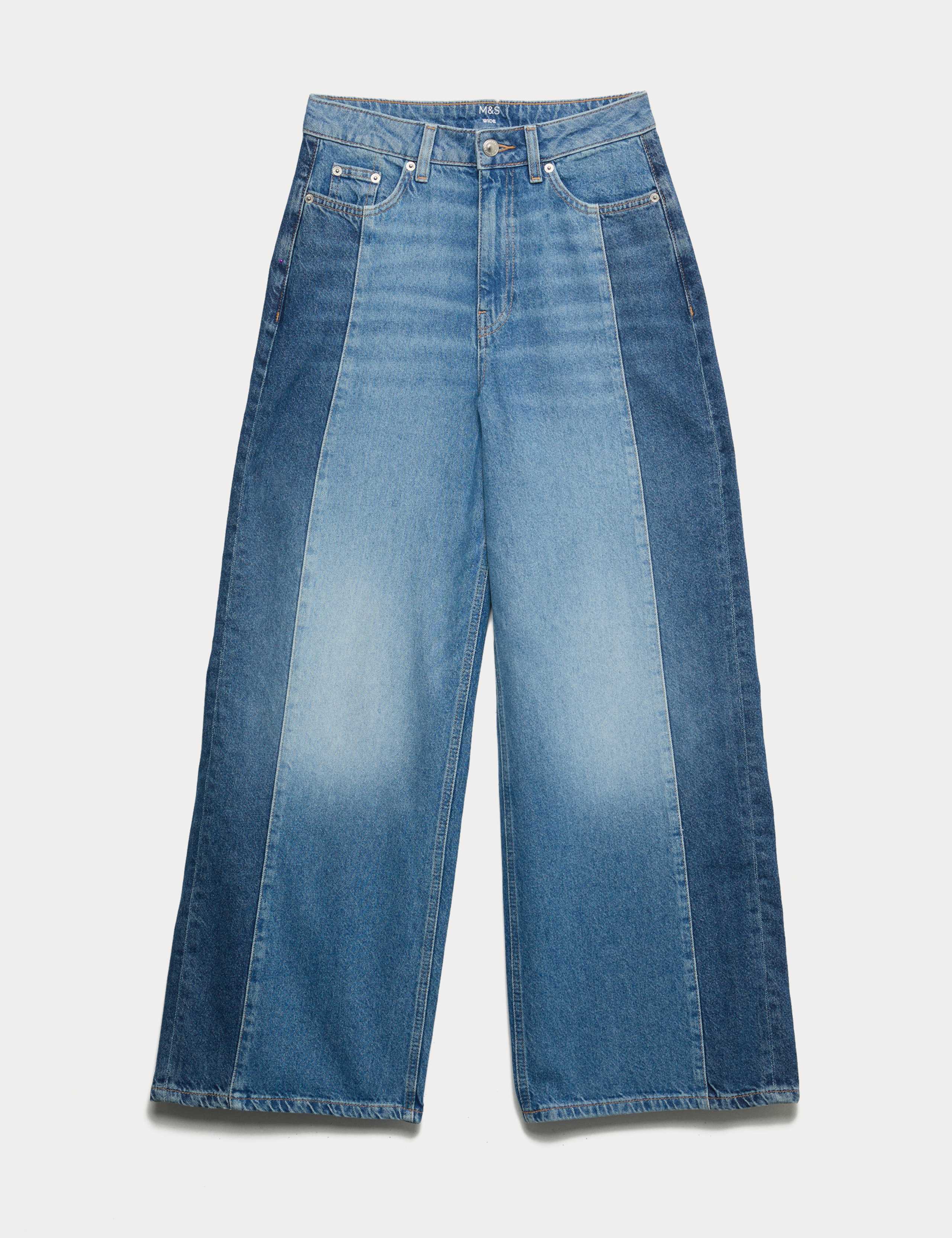 Two Toned Slouchy Wide Leg Jeans 2 of 6