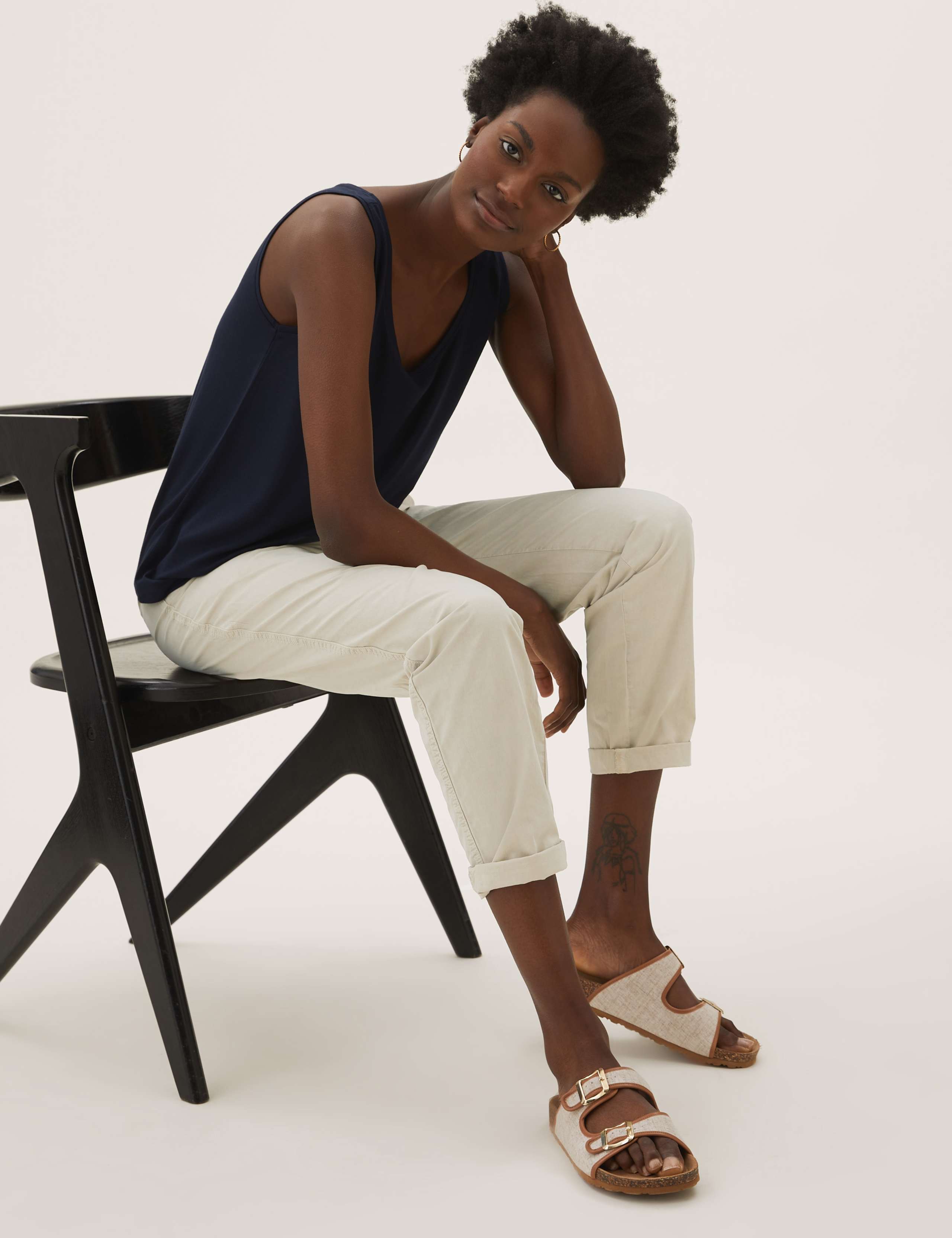 Pure Cotton Tapered Ankle Grazer Chinos 1 of 5