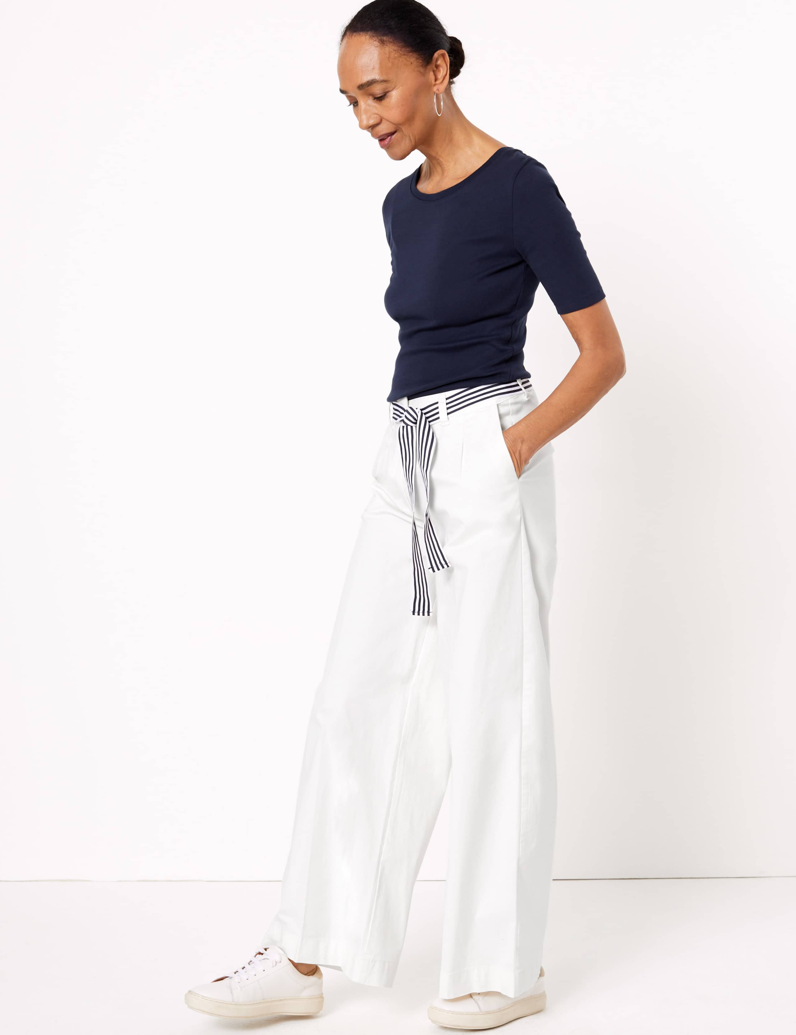 Cotton Rich Belted Wide Leg Chinos 1 of 5