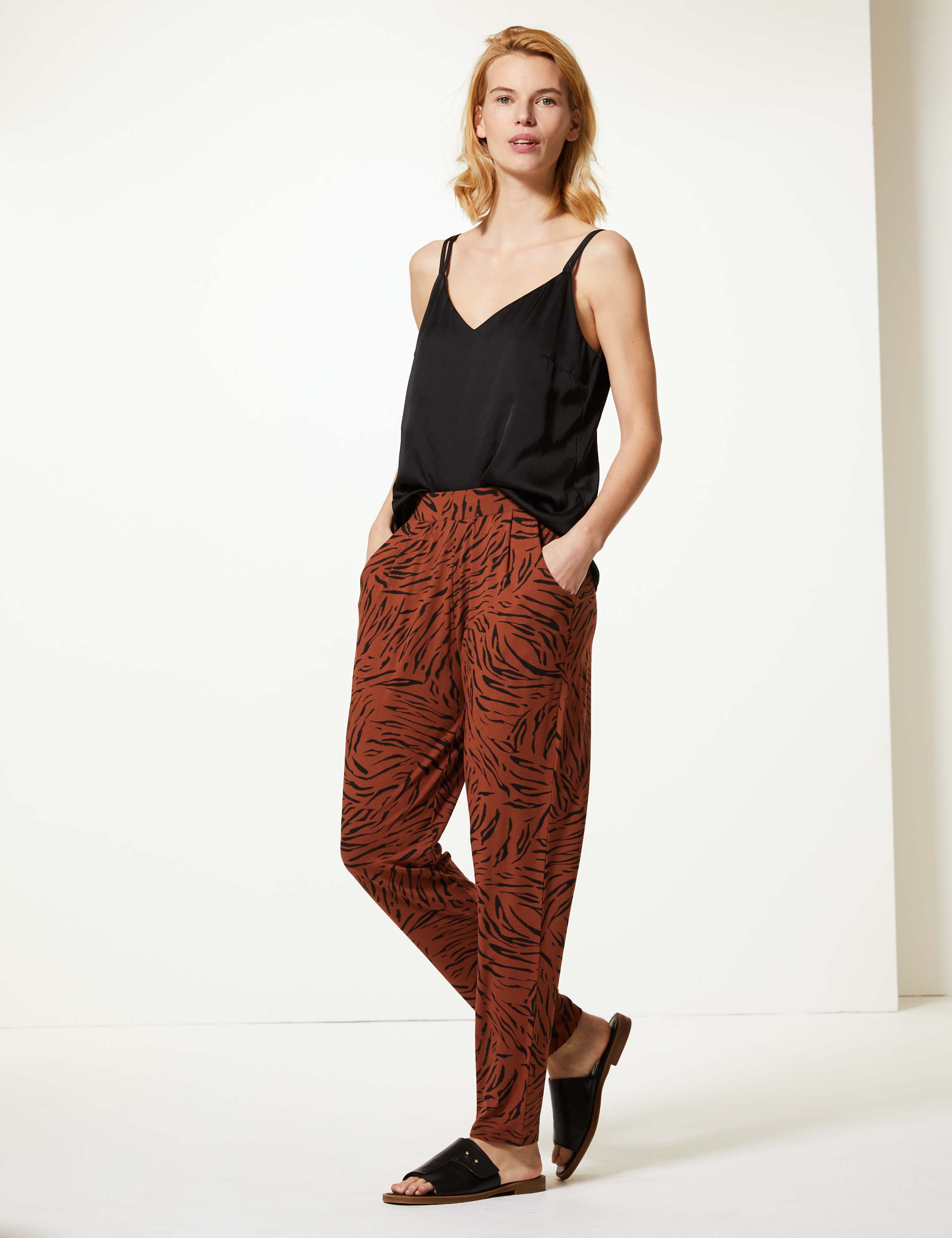 Animal Print Jersey Peg Trousers 1 of 5