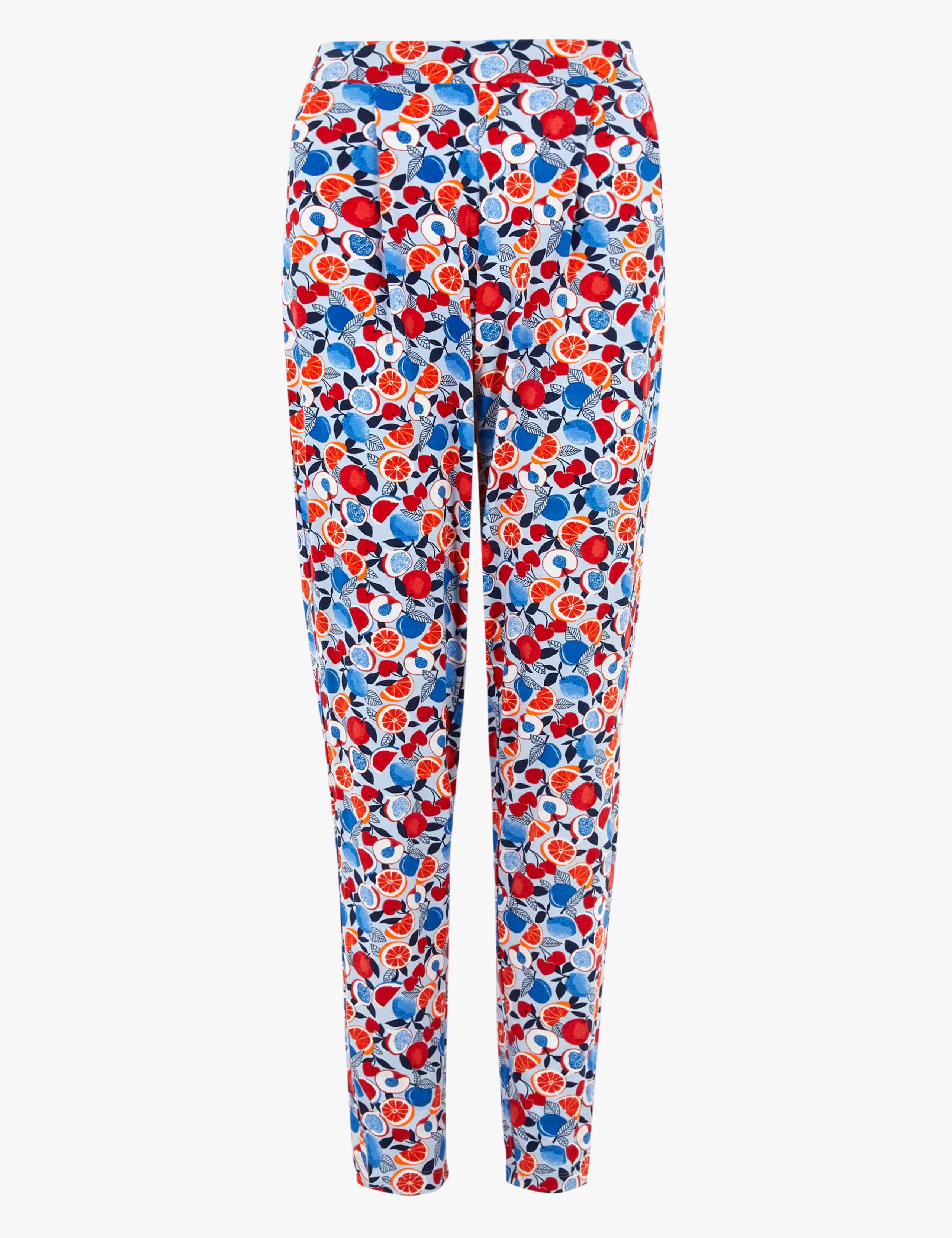 Jersey Fruit Print Tapered Peg Trousers 1 of 1