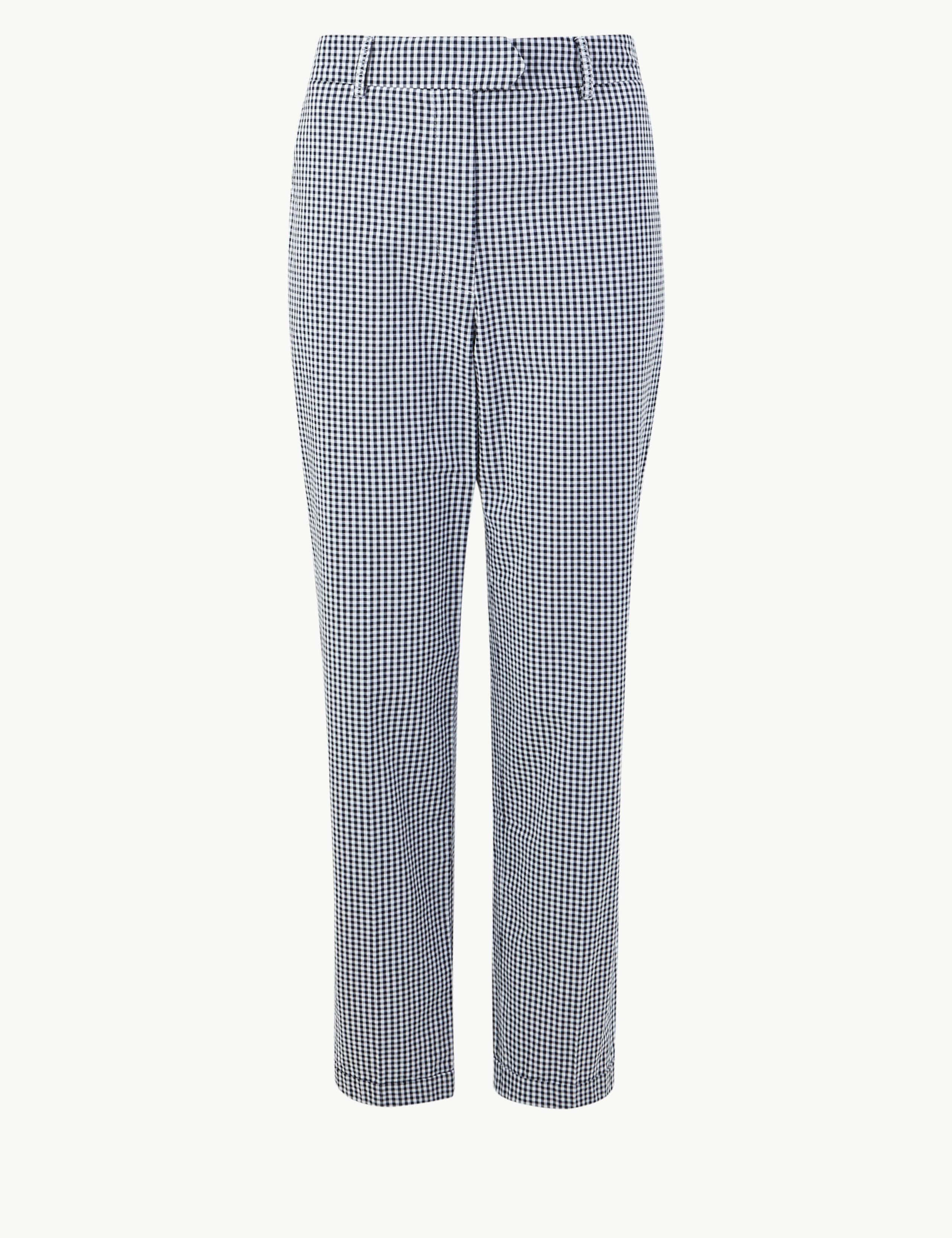 Pure Cotton Checked Peg Trousers 2 of 5