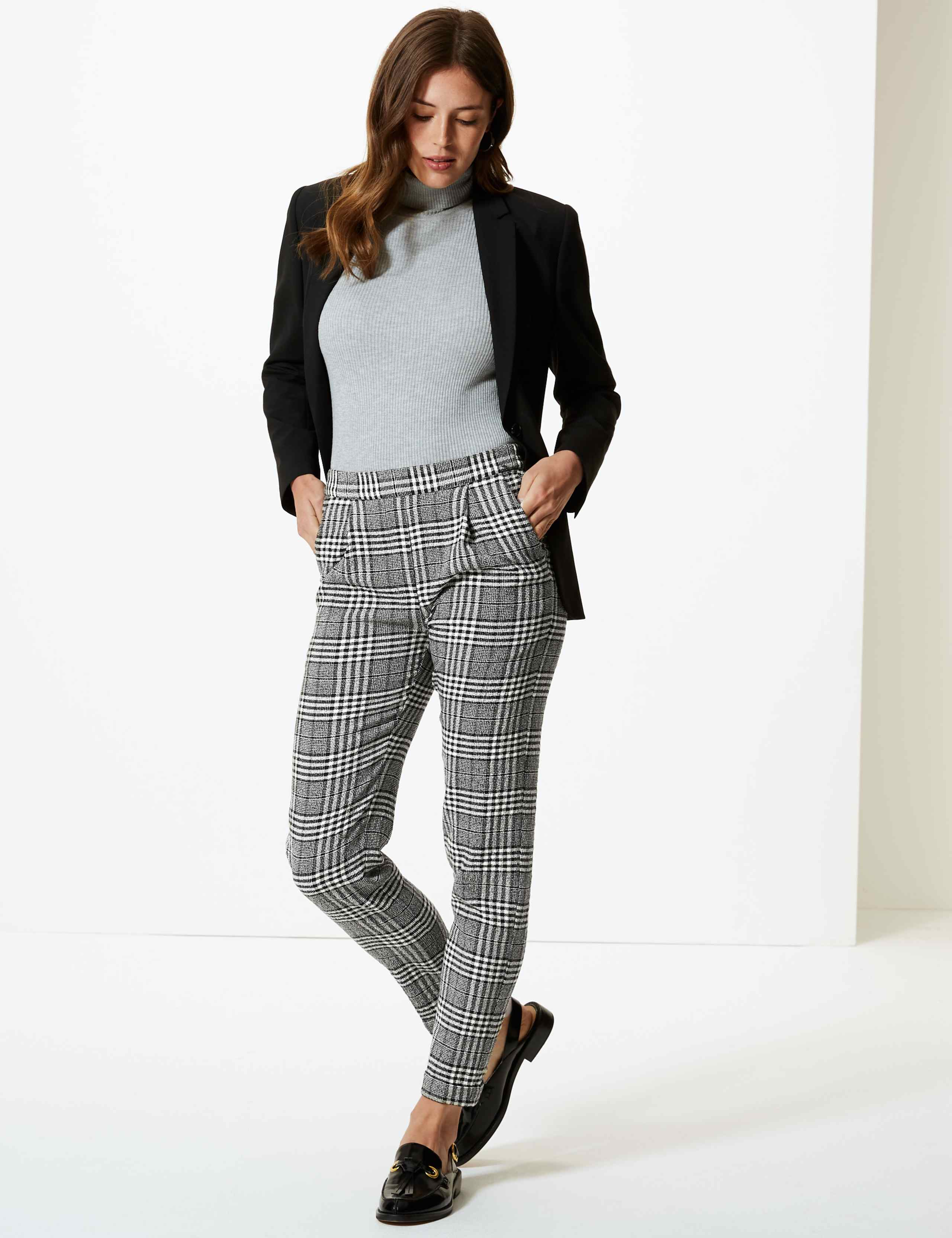 Checked Tapered Leg Trousers 1 of 5