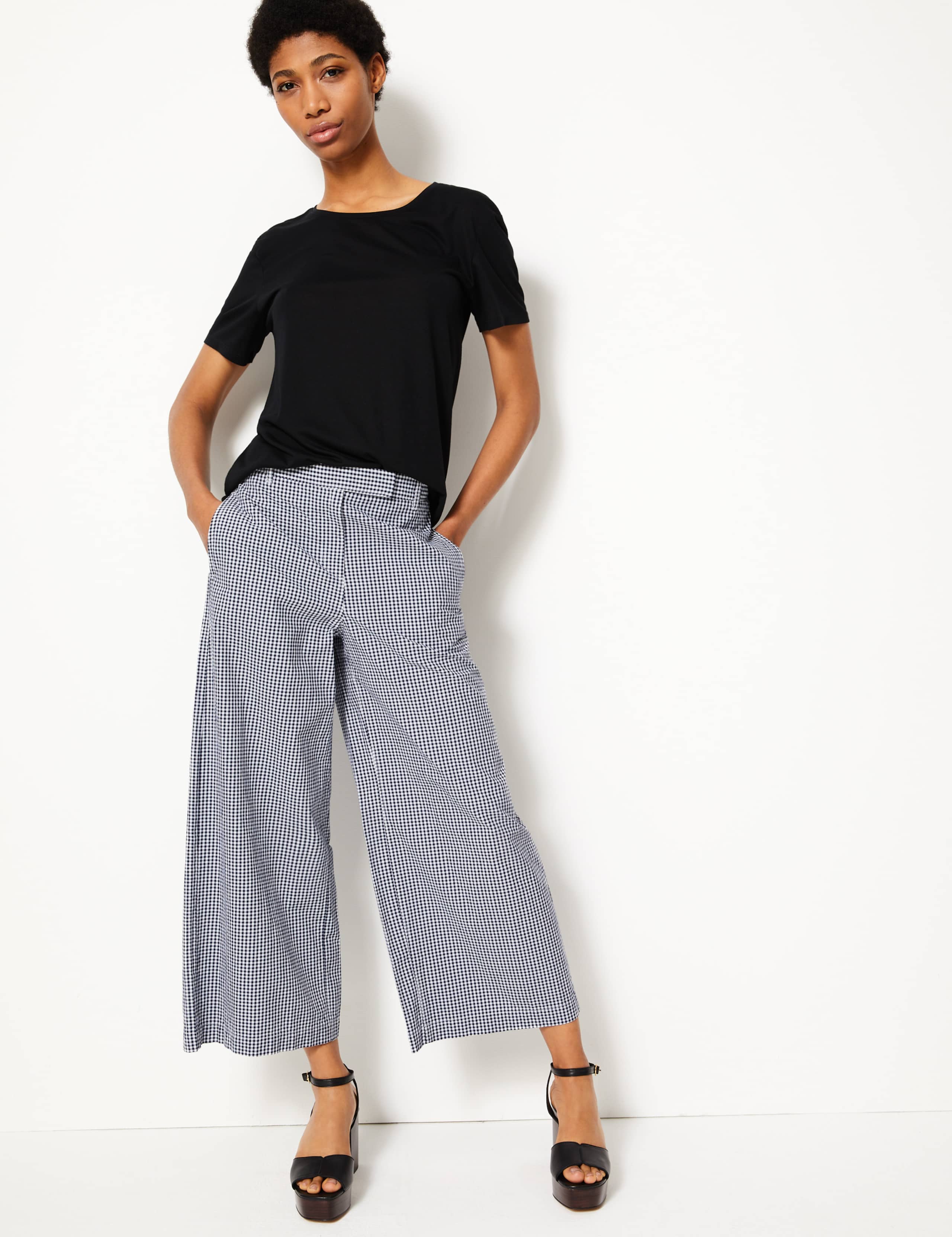 Pure Cotton Checked Cropped Culottes 1 of 5