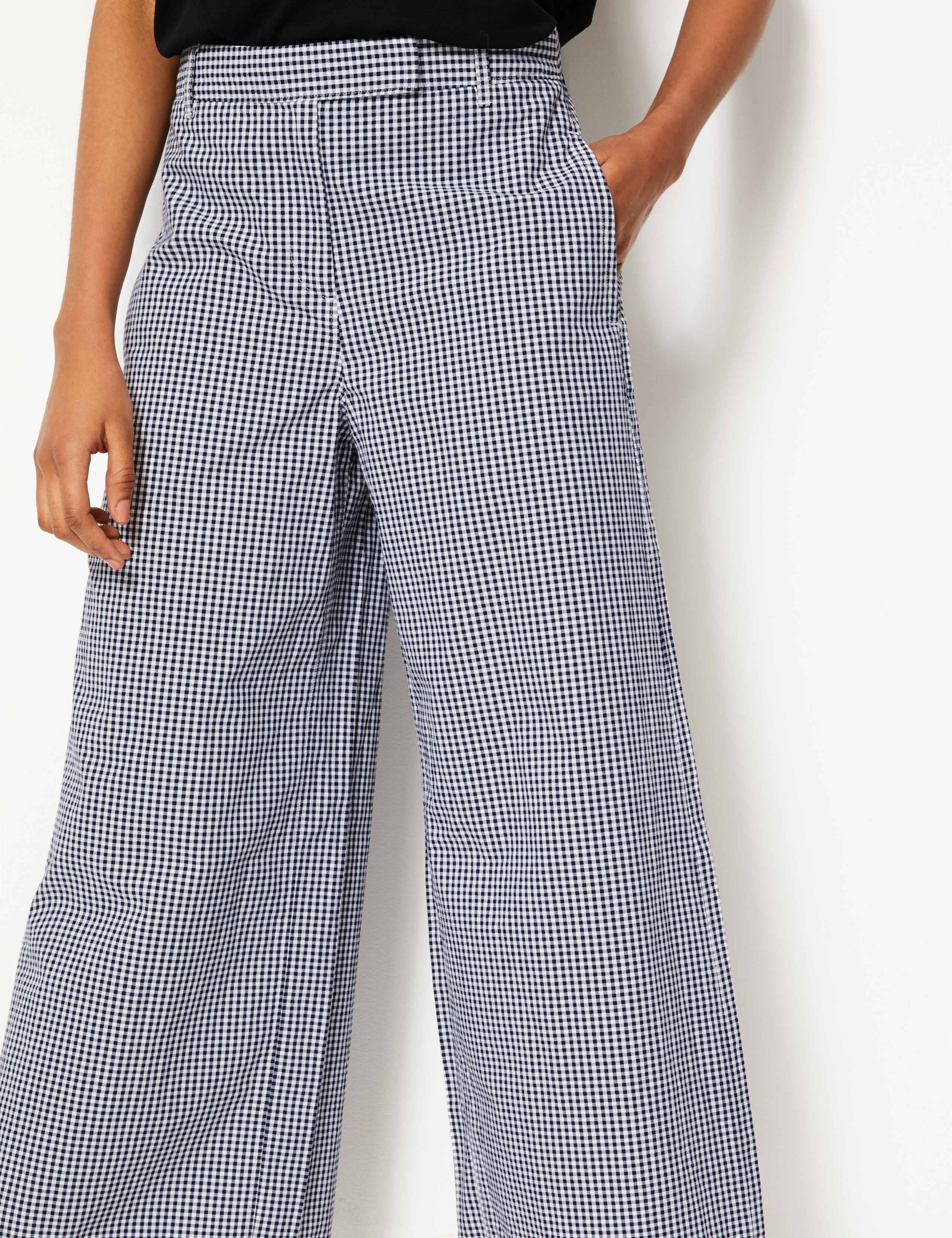 Pure Cotton Checked Cropped Culottes 4 of 5