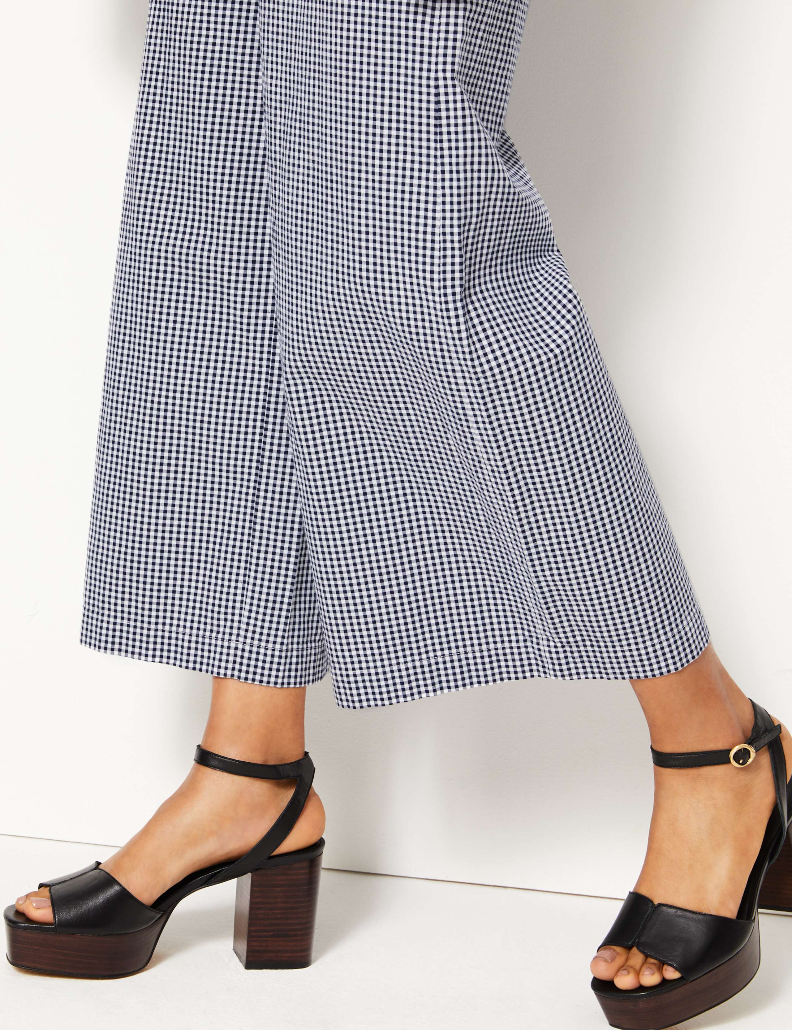 Pure Cotton Checked Cropped Culottes 5 of 5