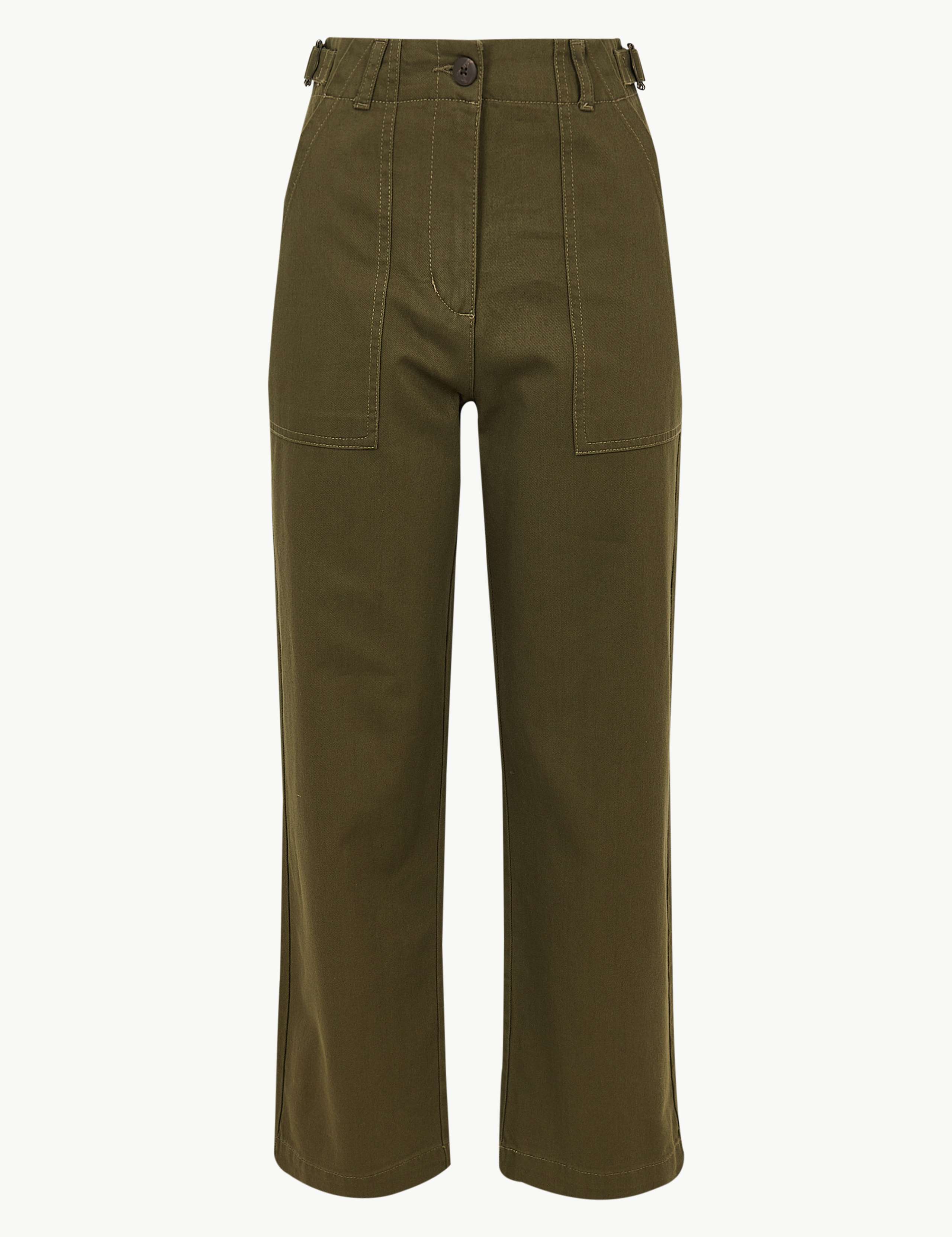 Pure Cotton Wide Leg Cropped Trousers 2 of 2
