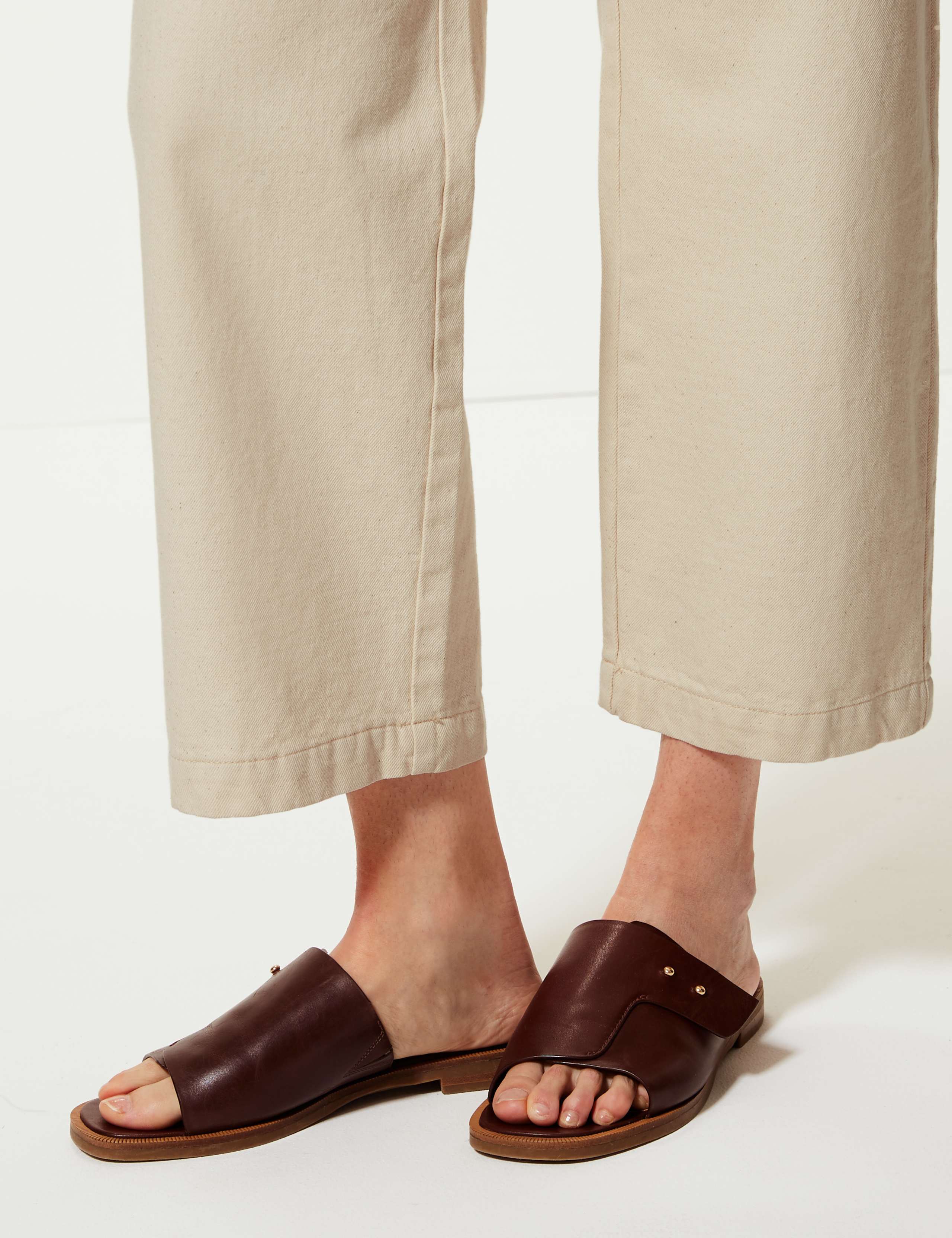 Pure Cotton Wide Leg Cropped Trousers 4 of 4