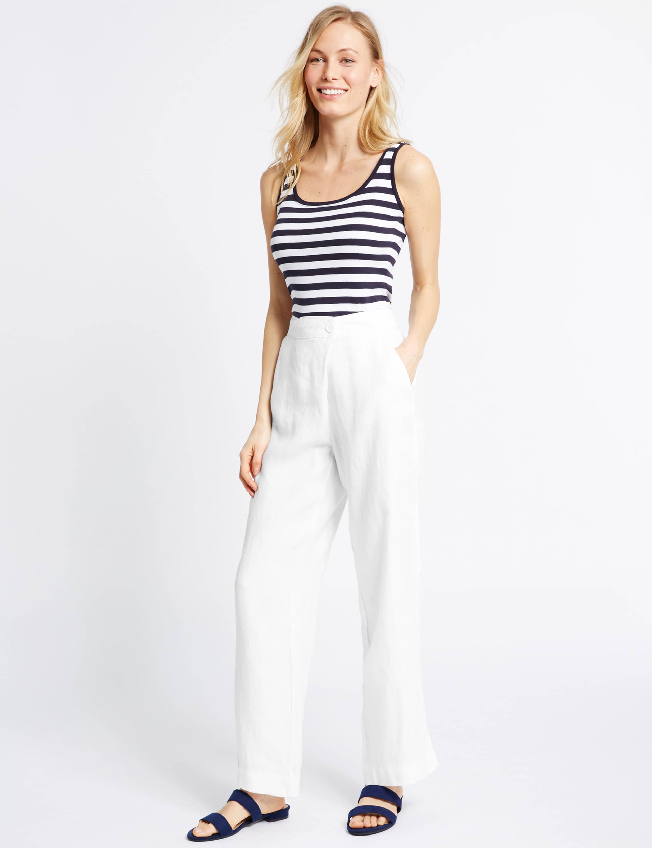 Pure Linen Wide Leg Trousers 1 of 6