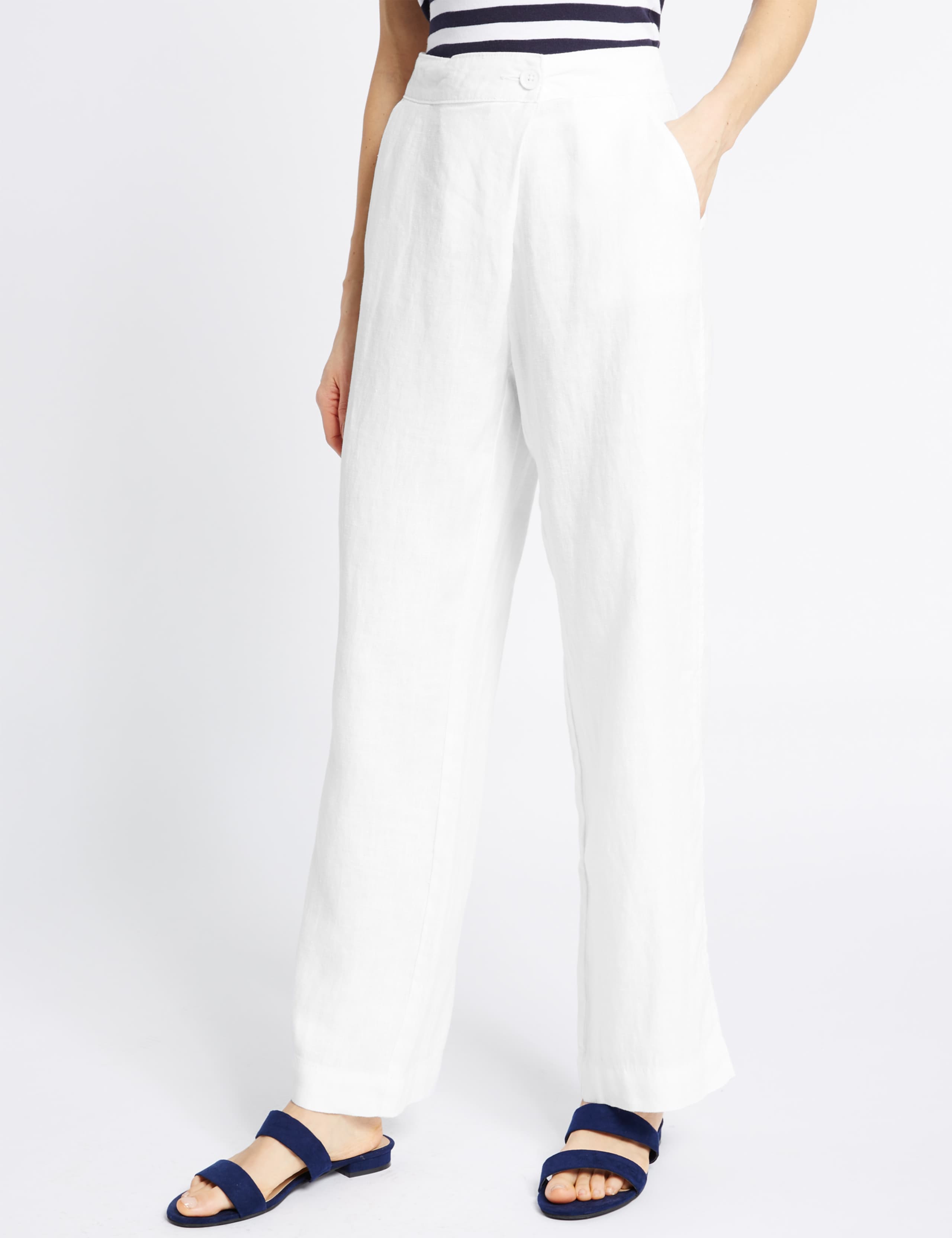 Pure Linen Wide Leg Trousers 3 of 6