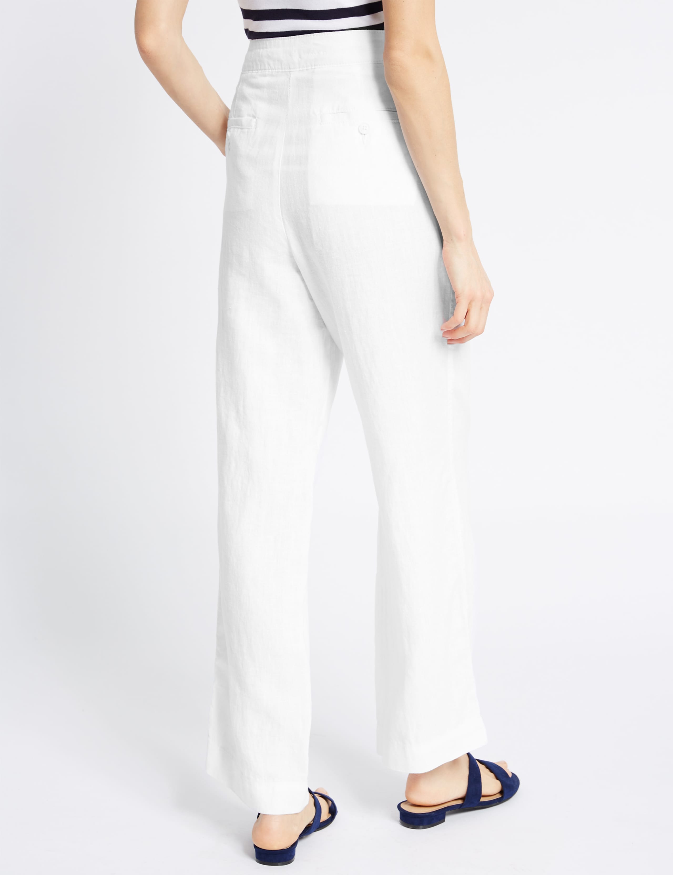 Pure Linen Wide Leg Trousers 4 of 6