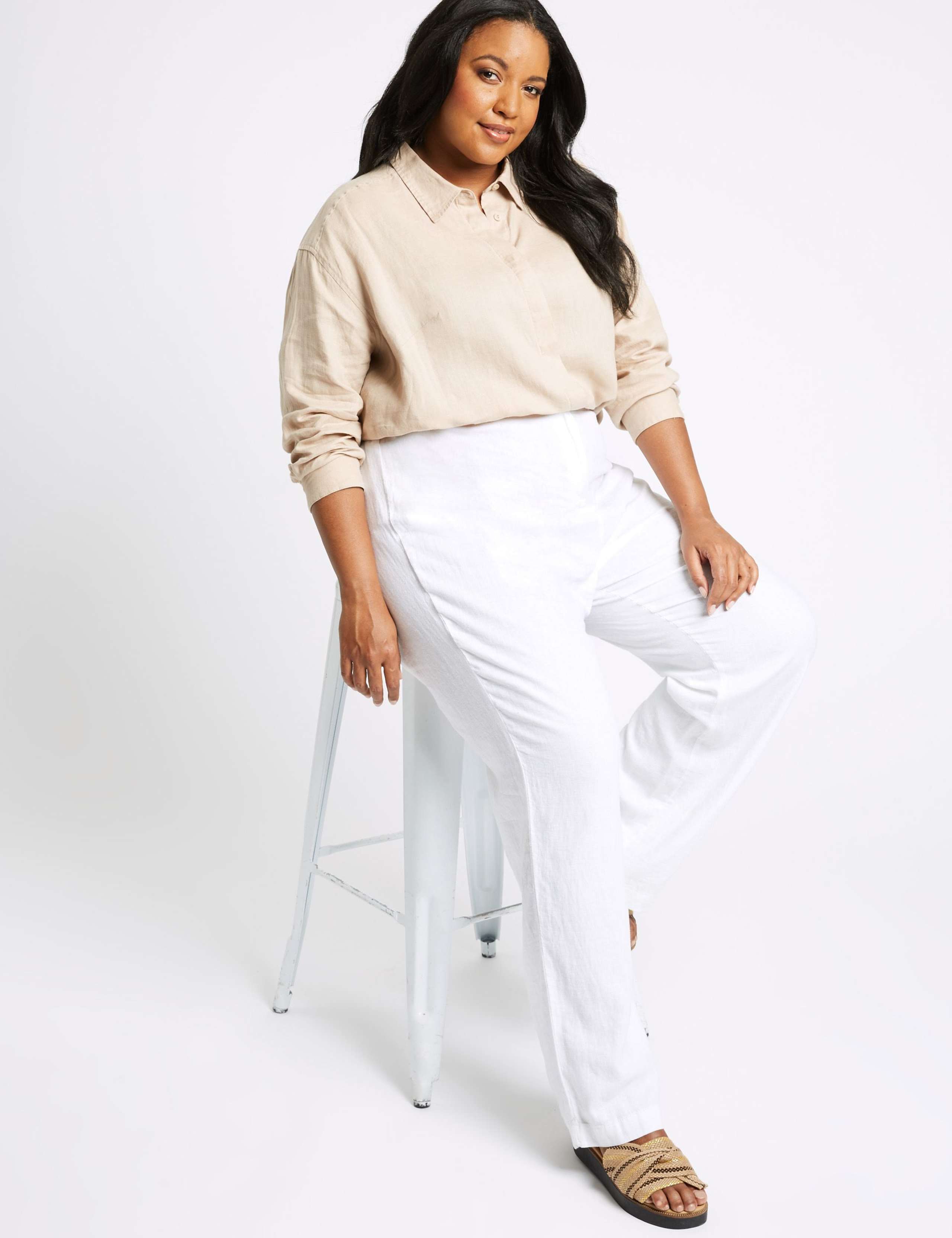 CURVE Linen Rich Wide Leg Trousers 3 of 6