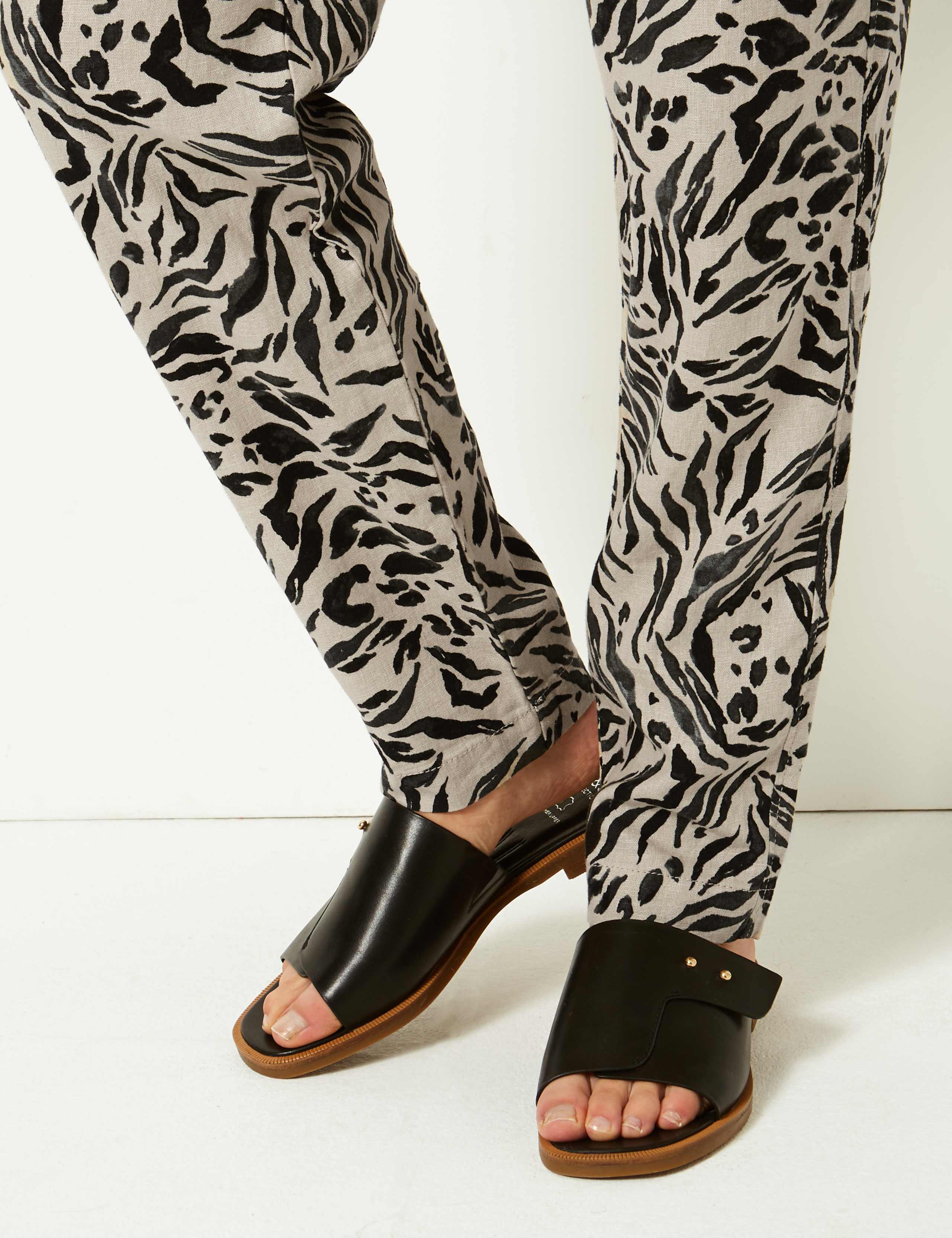 Linen Rich Animal Print Peg Trousers 5 of 5