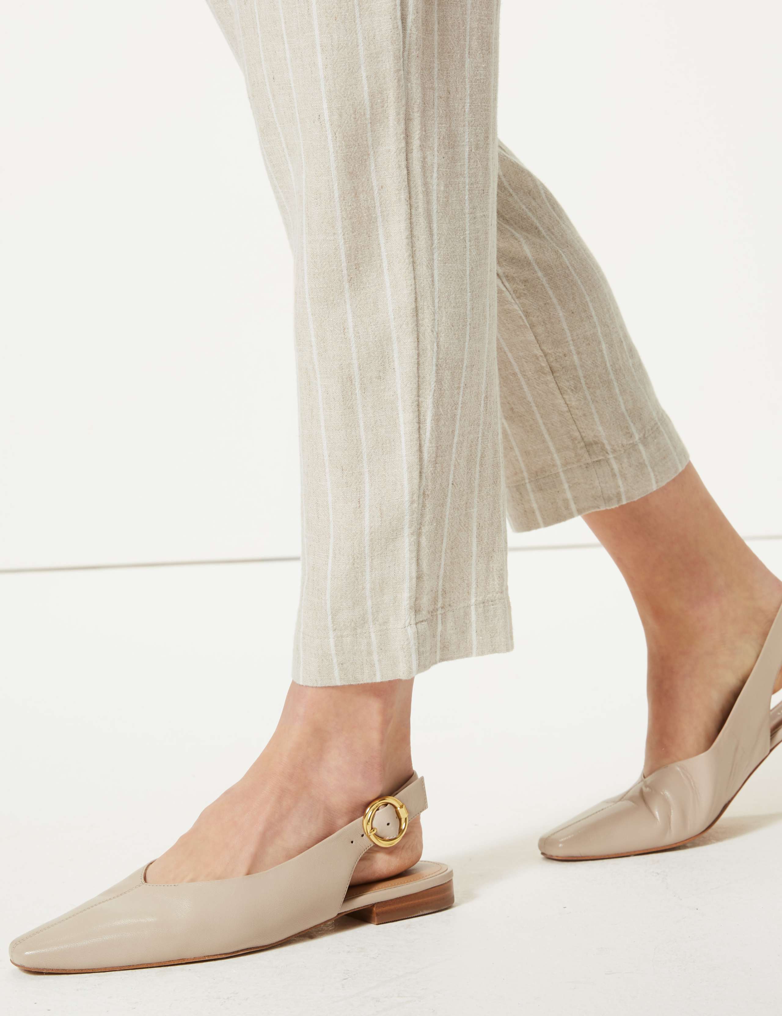 Linen Rich Striped Tapered Leg Peg Trousers 6 of 6