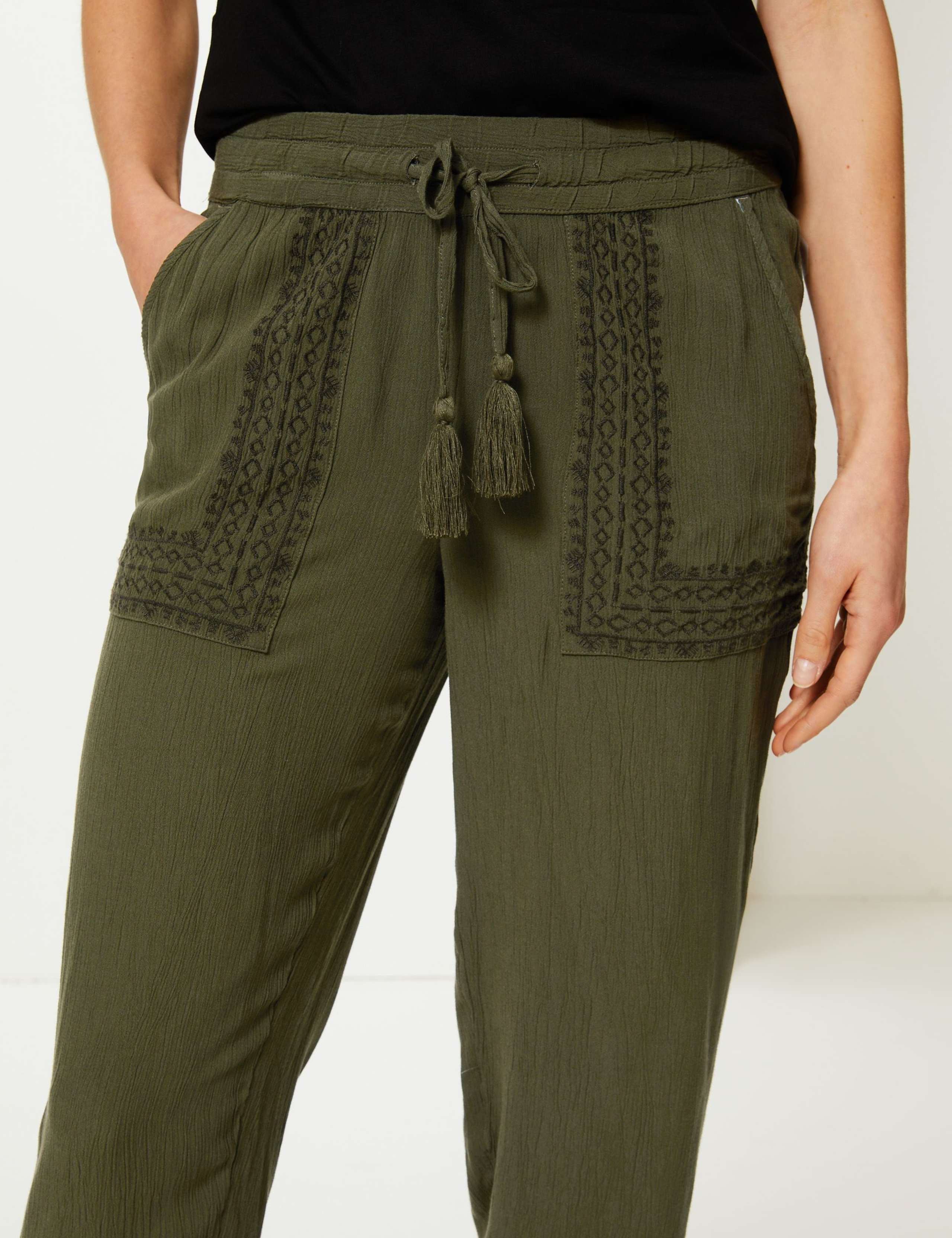 Embroidered Ankle Grazer Peg Trousers 4 of 5