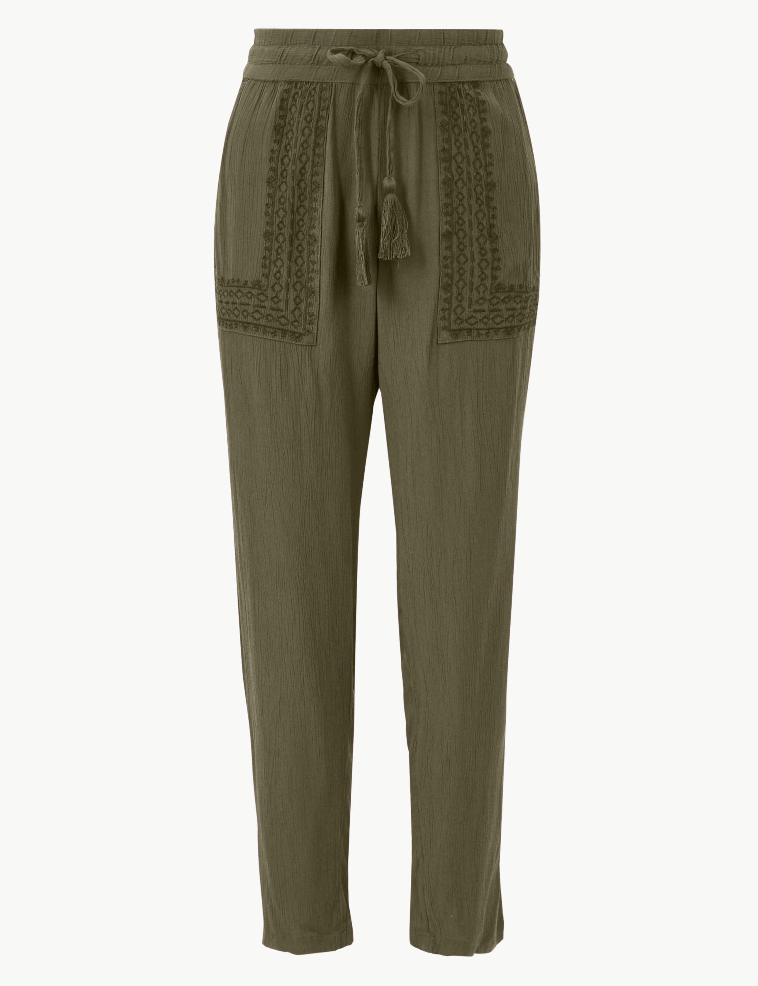 Embroidered Ankle Grazer Peg Trousers 2 of 5