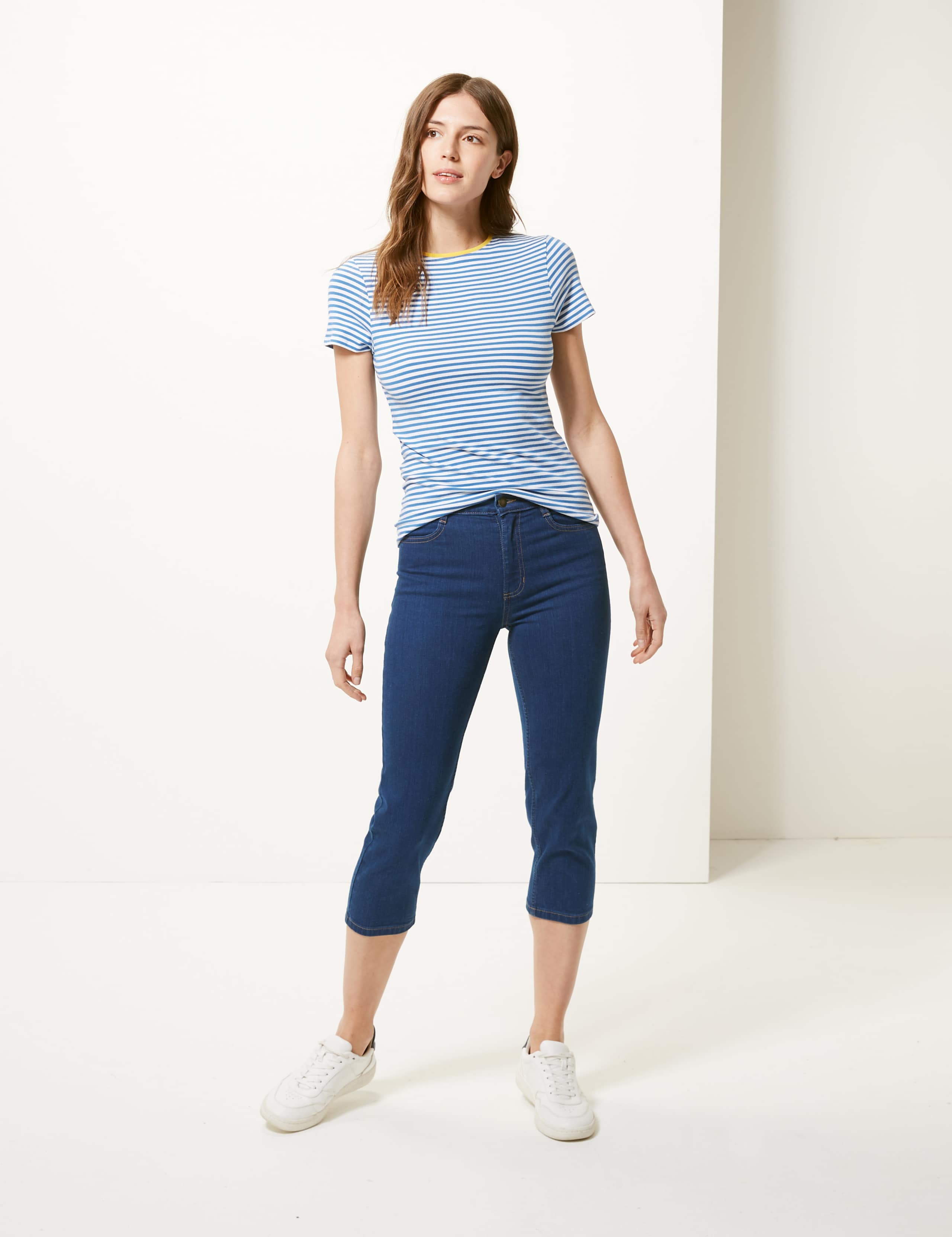 Mid Rise Straight Leg Cropped Jeans 1 of 5