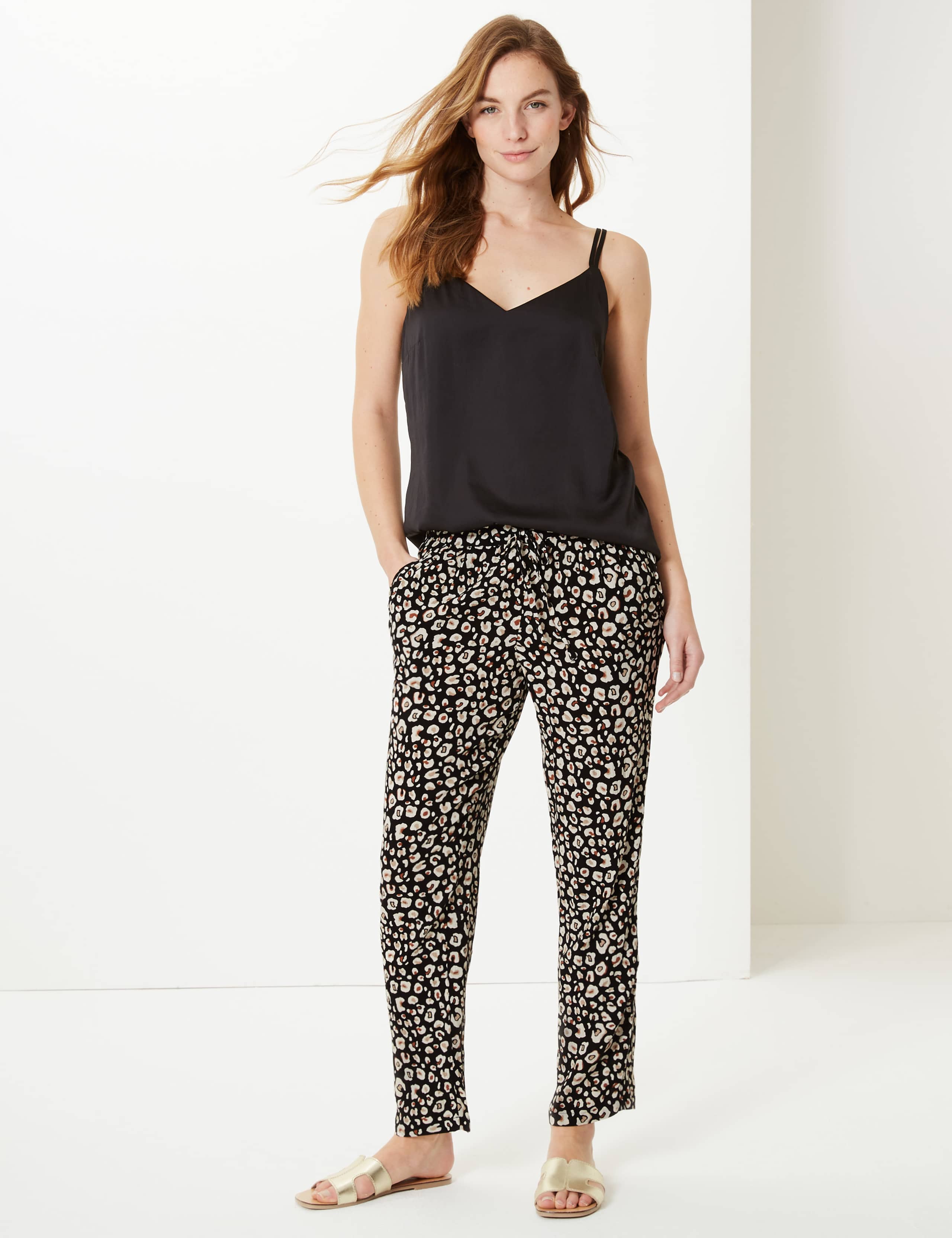 Animal Print Ankle Grazer Peg Trousers 1 of 5