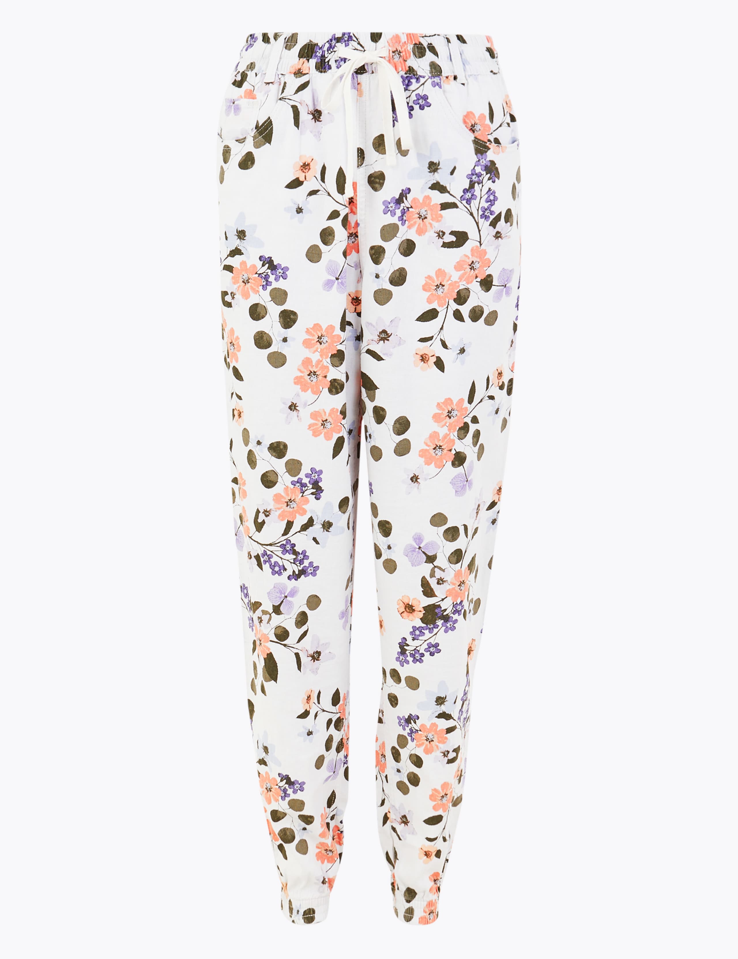 Linen Rich Floral Print Peg Trousers 2 of 5