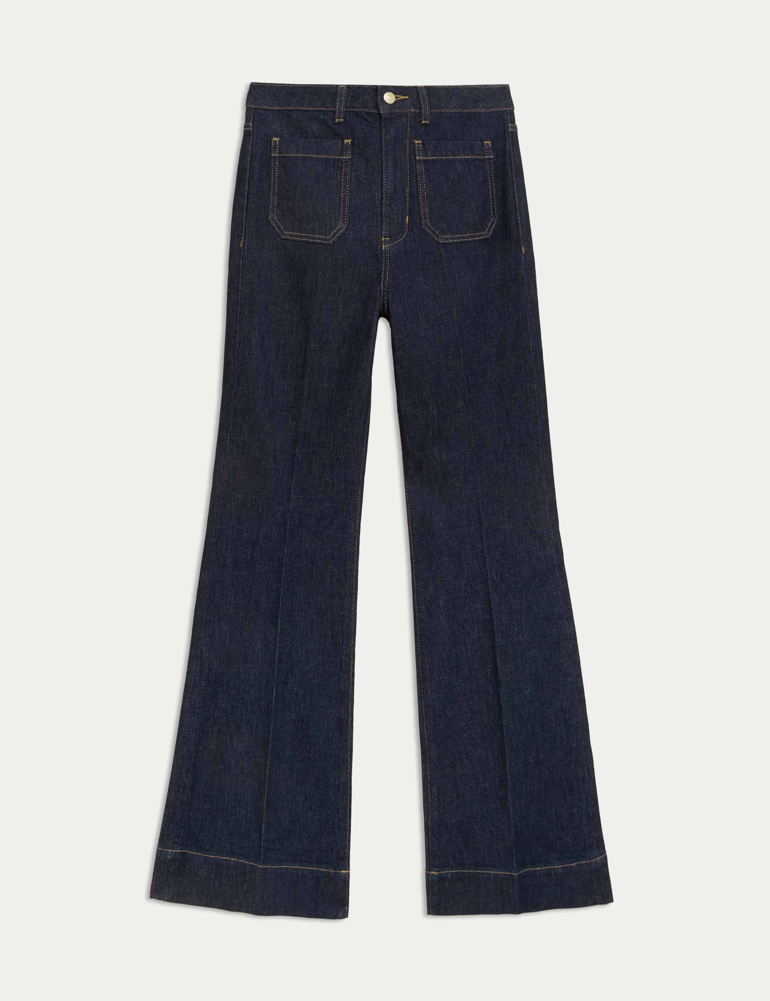 Patch Pocket Flare High Waisted Jeans 2 of 7