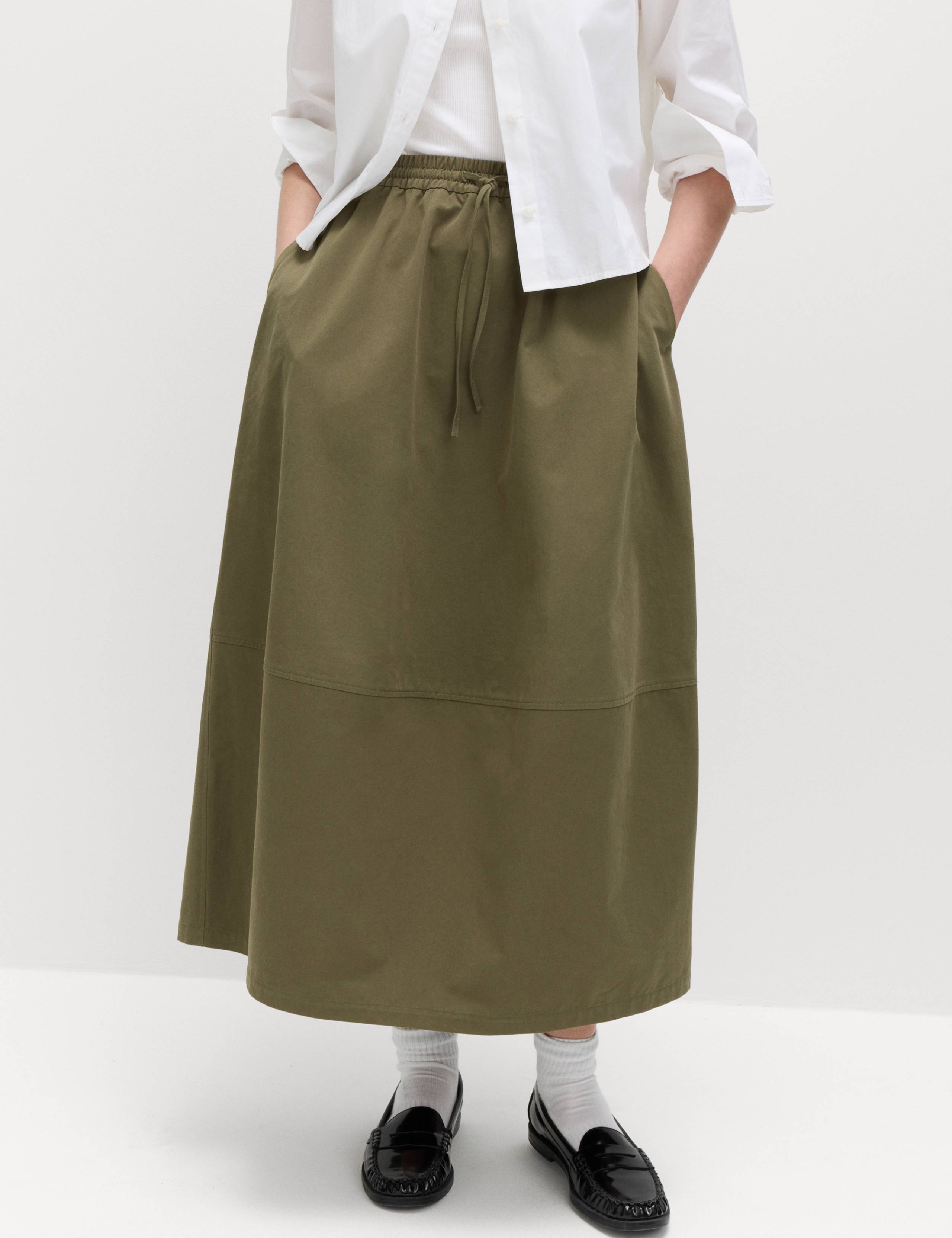 Pure Cotton Cocoon Shape Midi Skirt 5 of 6