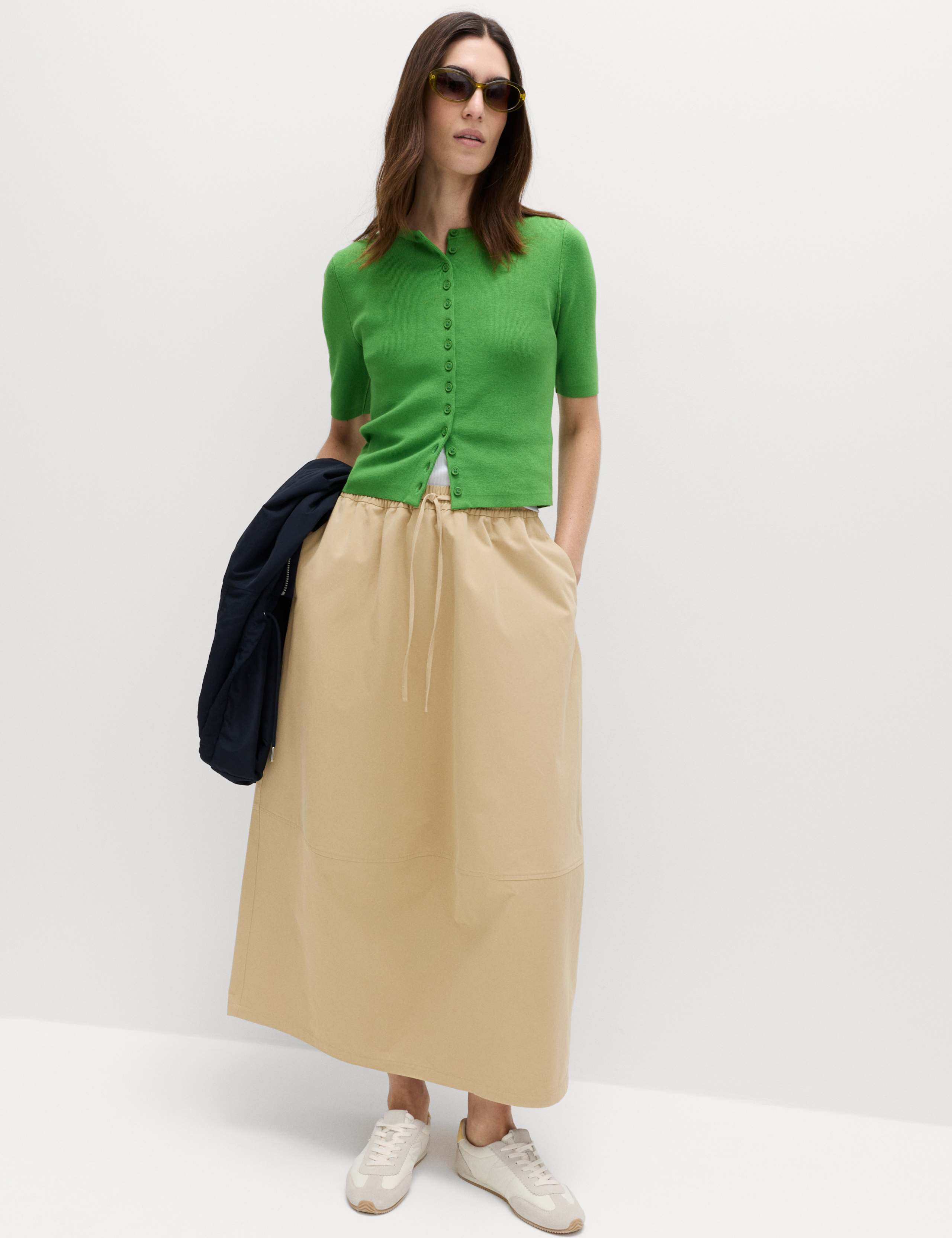 Pure Cotton Cocoon Shape Midi Skirt 1 of 5
