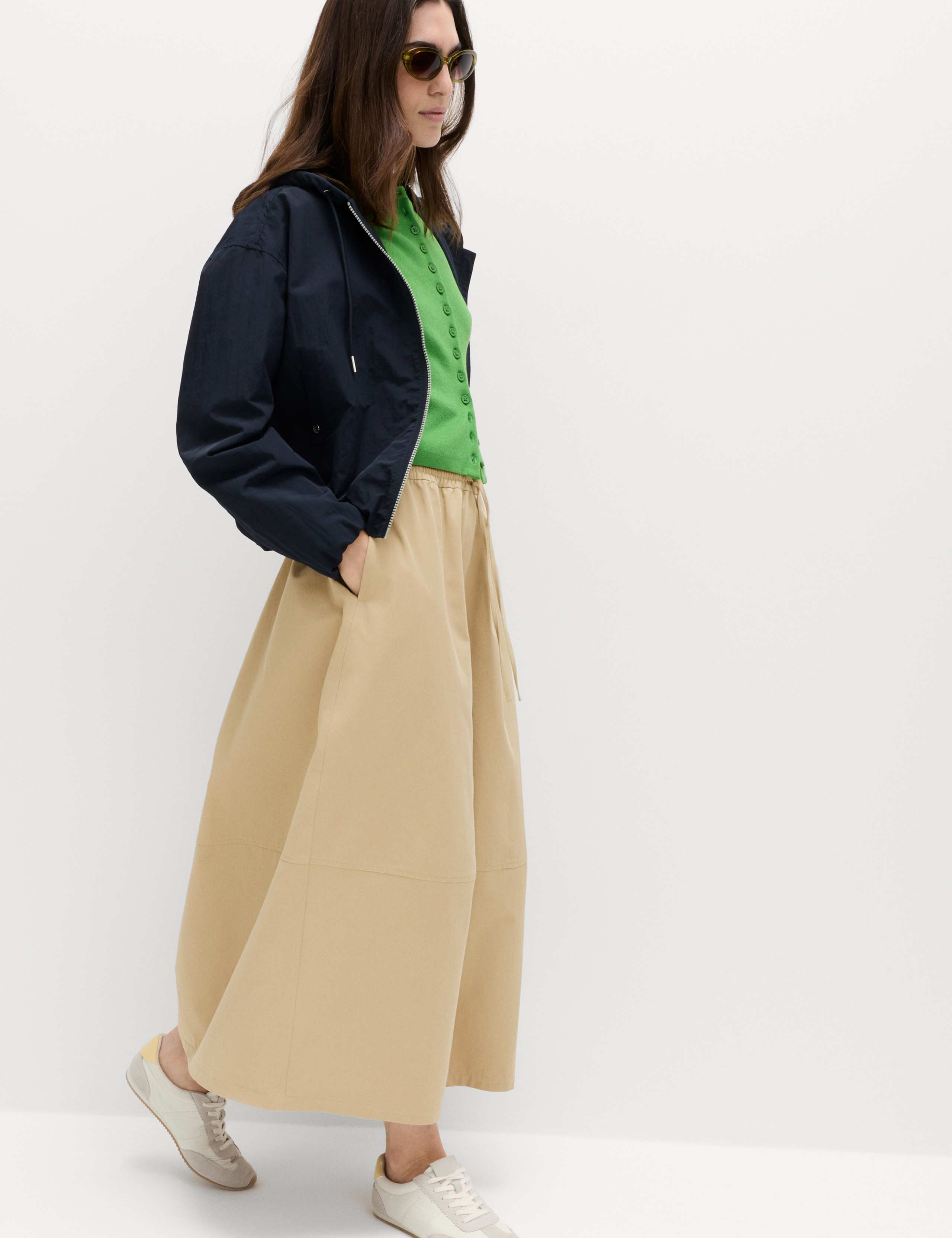 Pure Cotton Cocoon Shape Midi Skirt 3 of 5