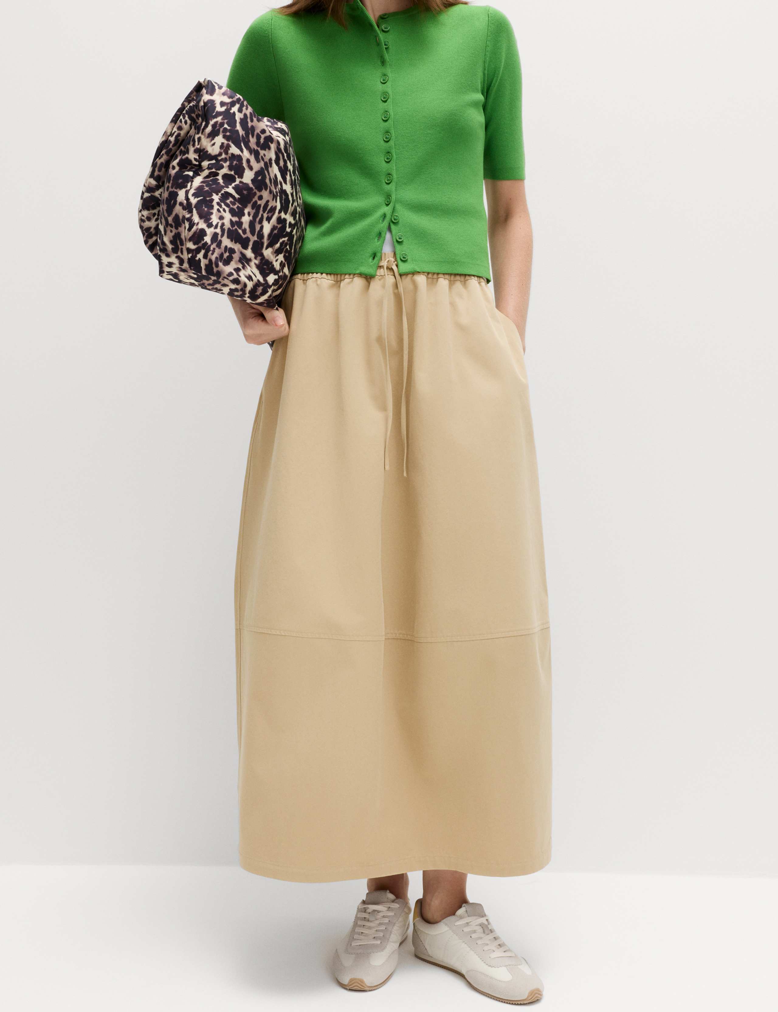 Pure Cotton Cocoon Shape Midi Skirt 4 of 5