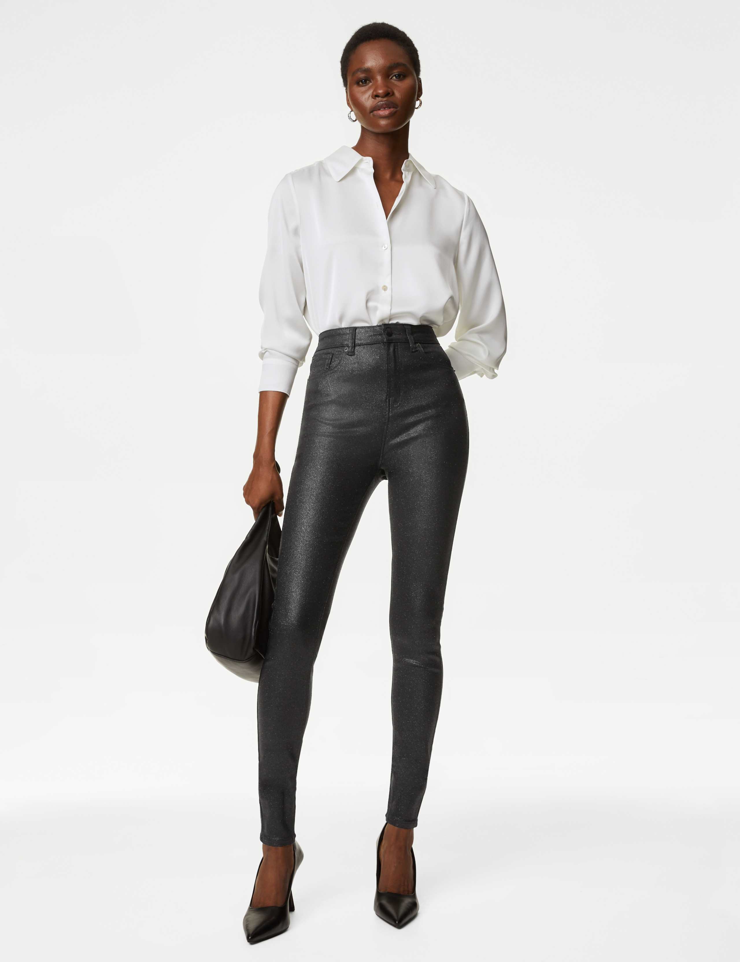 Ivy High Waisted Shimmer Skinny Jeans 1 of 5