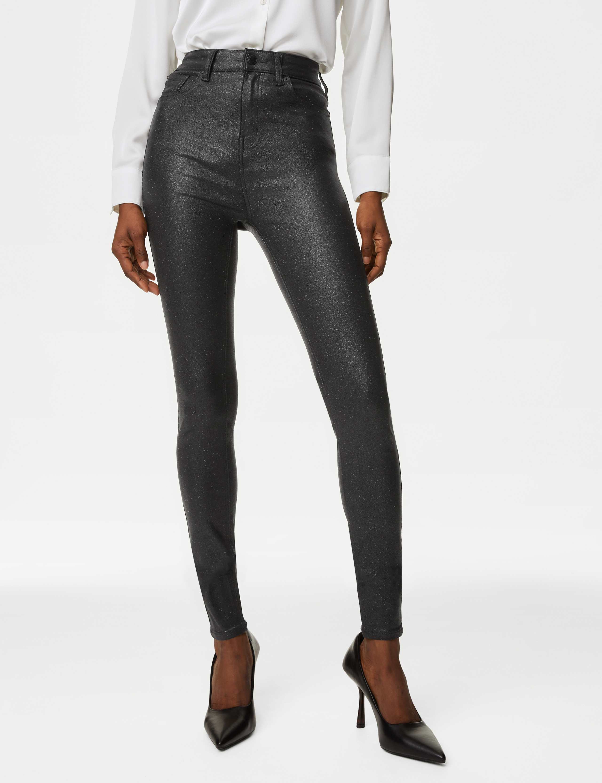Ivy High Waisted Shimmer Skinny Jeans 3 of 5
