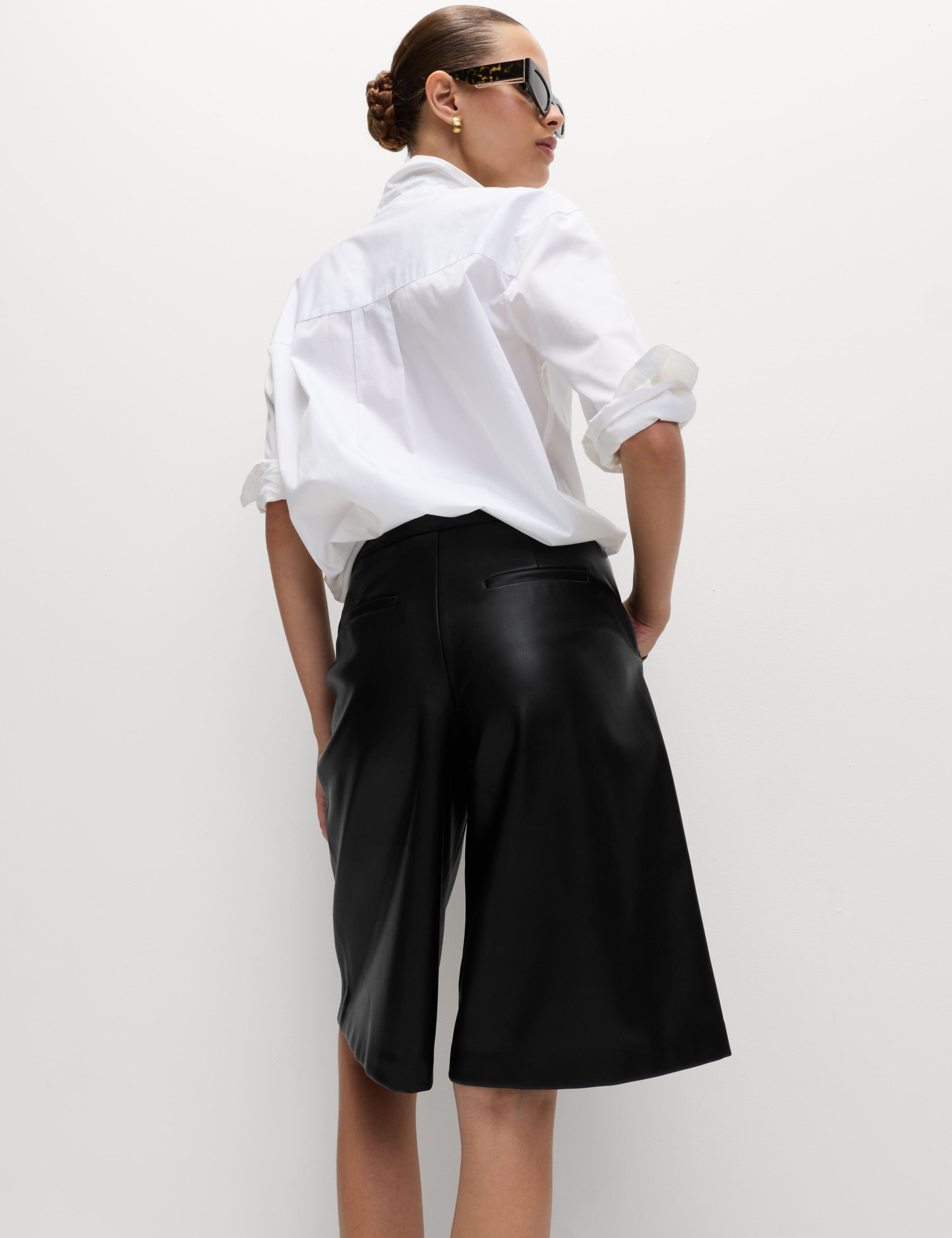 Faux Leather High Waisted Bermuda Shorts 3 of 5