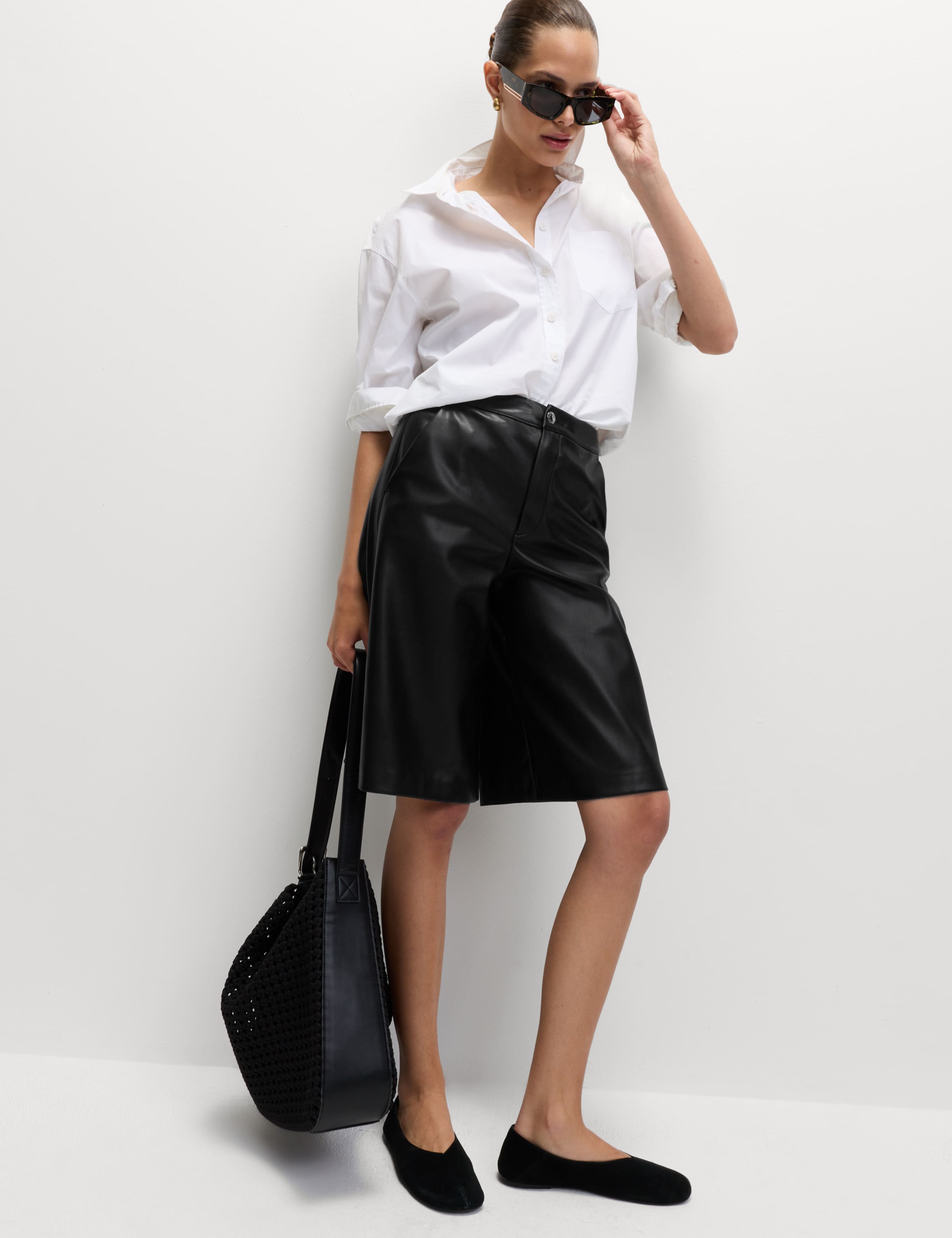 Faux Leather High Waisted Bermuda Shorts 5 of 5
