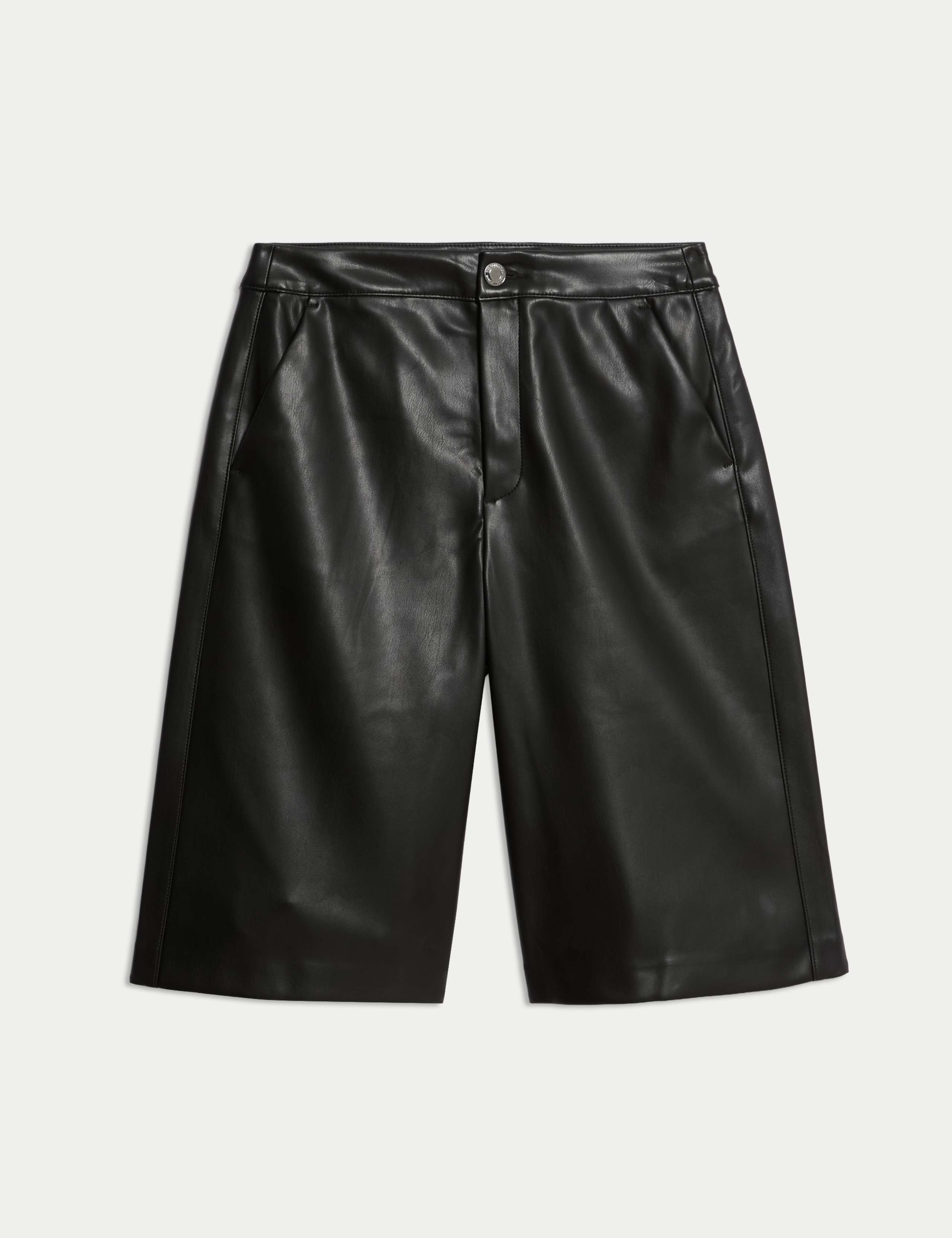 Faux Leather High Waisted Bermuda Shorts 2 of 5