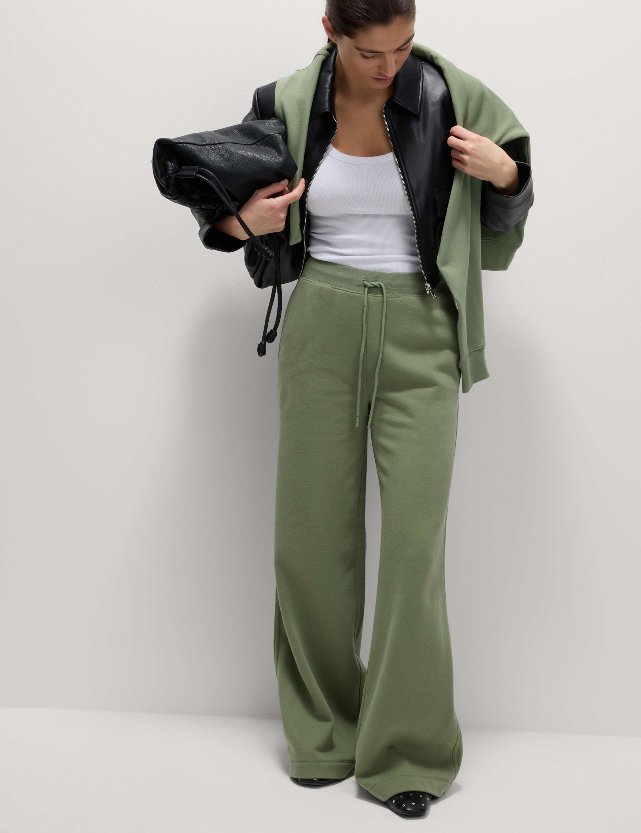 Cotton Rich Brushed Wide Leg Joggers 4 of 6