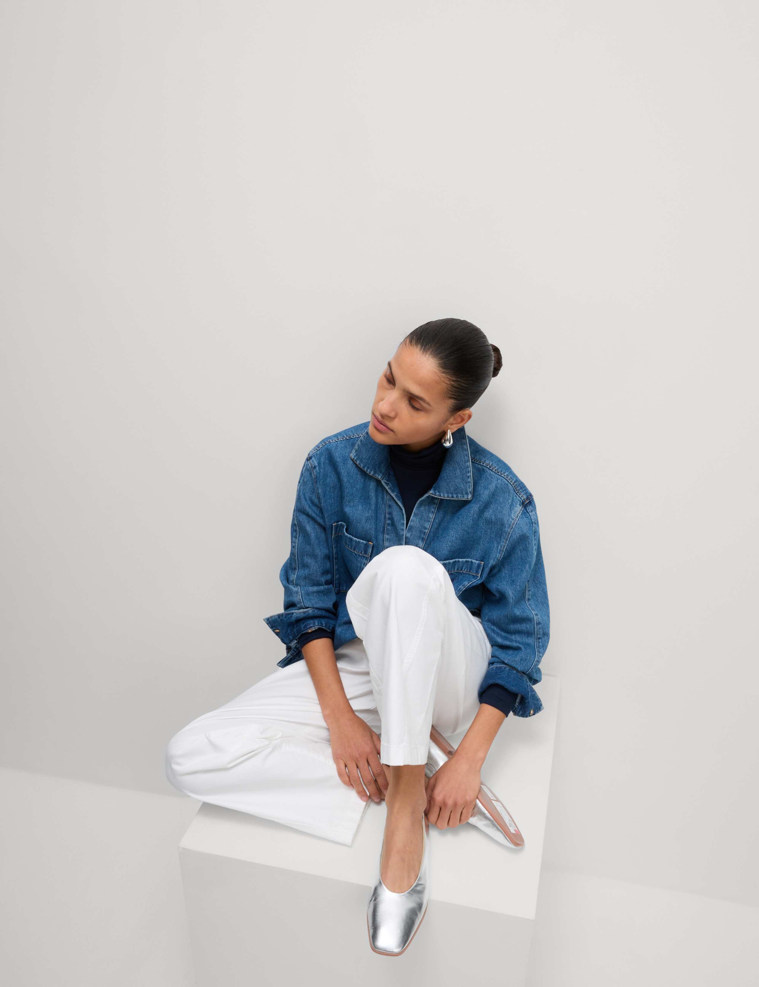 Pure Cotton Pull On Carrot Leg Trousers 3 of 6