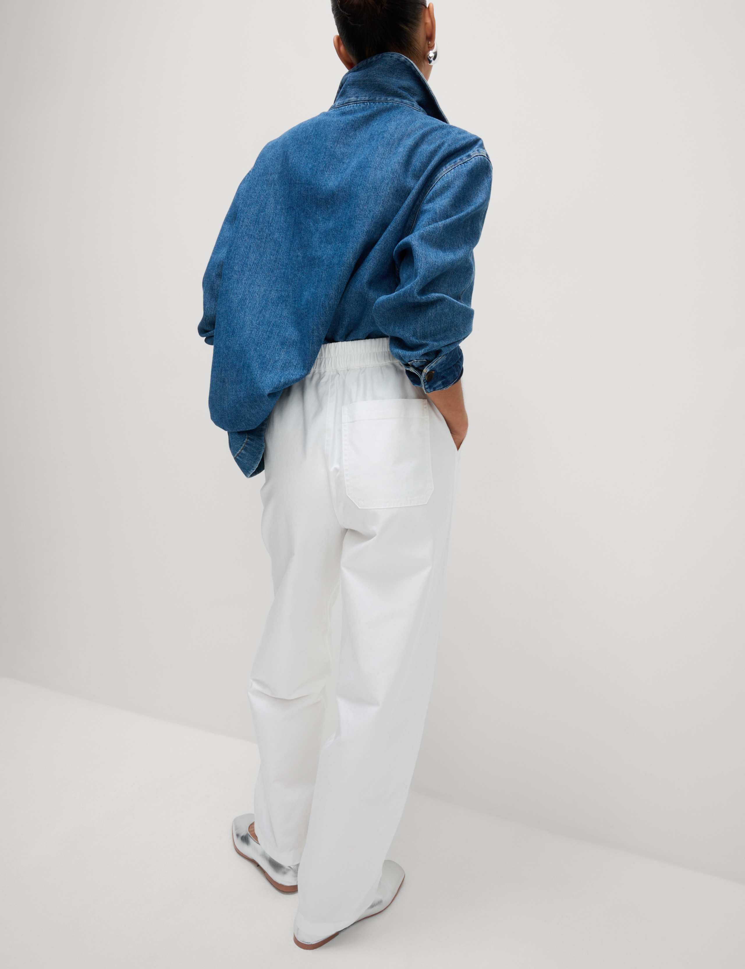 Pure Cotton Pull On Carrot Leg Trousers 4 of 6